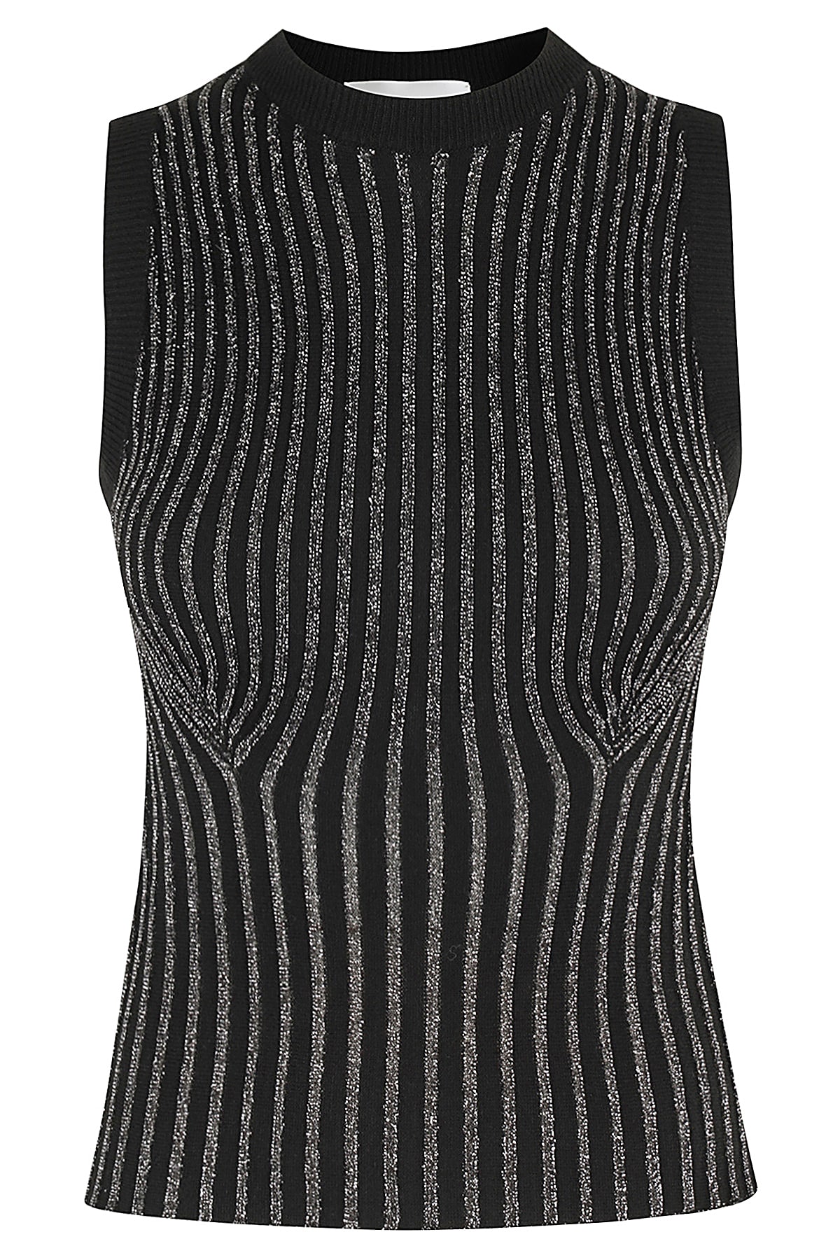 Shop Des Phemmes Rib Lurex Tank Top In Black