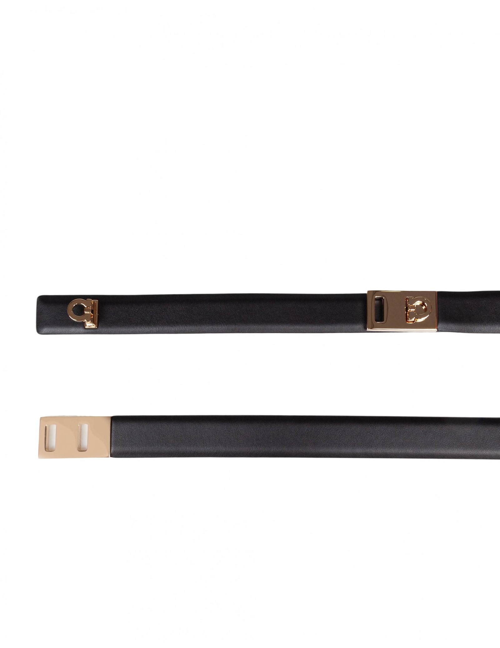 Ferragamo Extendable Hug Belt In Black Leather In Black