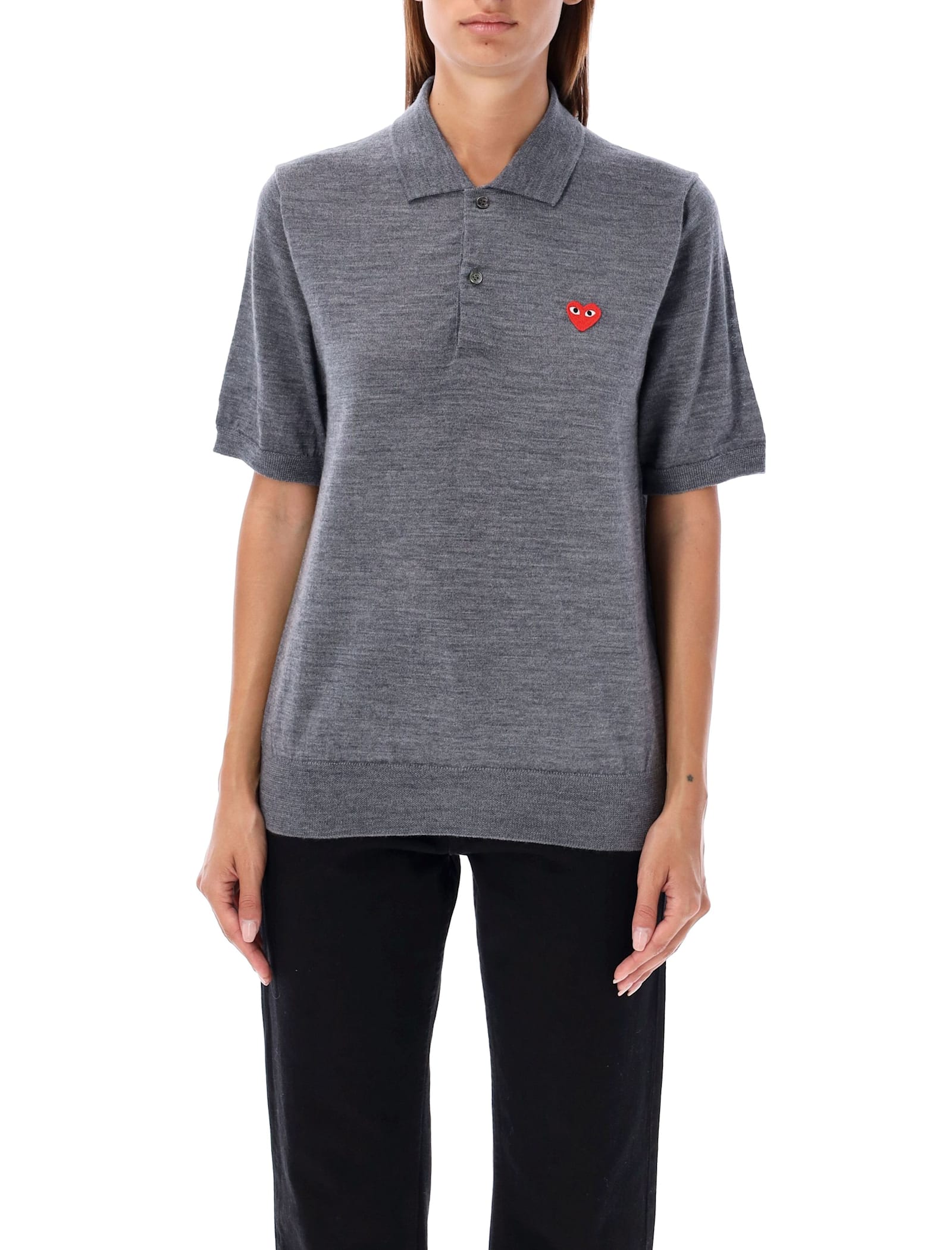 Comme des Garçons Play Red Heart Knit Polo Shirt