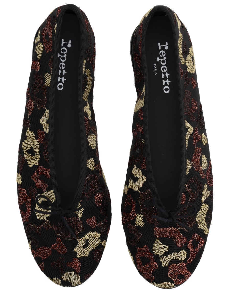 Repetto Floral Tie Ballet Flats In Black