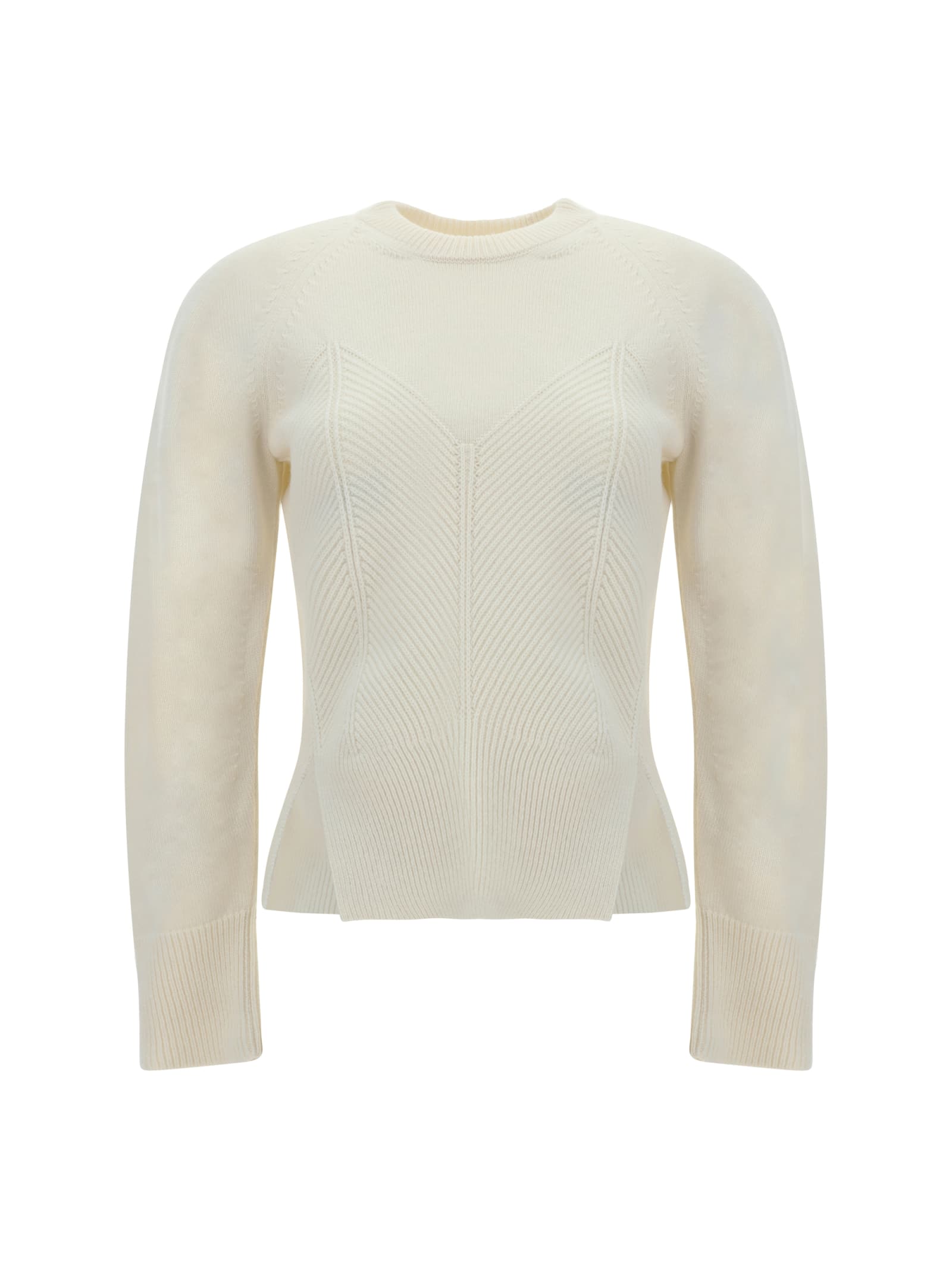 Shop Alexander Mcqueen Chevron Corset Sweater In Ivory