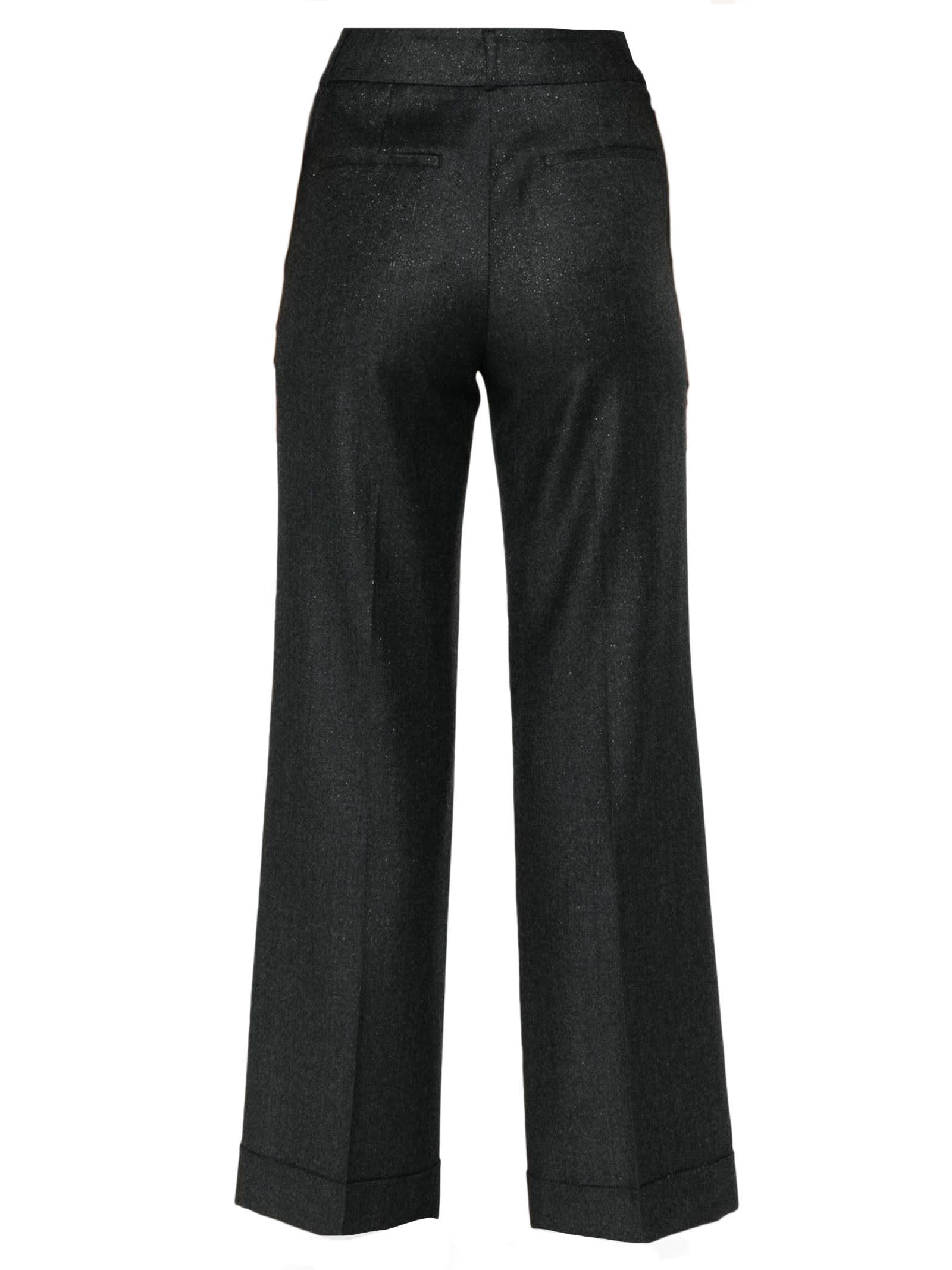 Shop Peserico Dark Grey Virgin Lurex Flannel Trousers