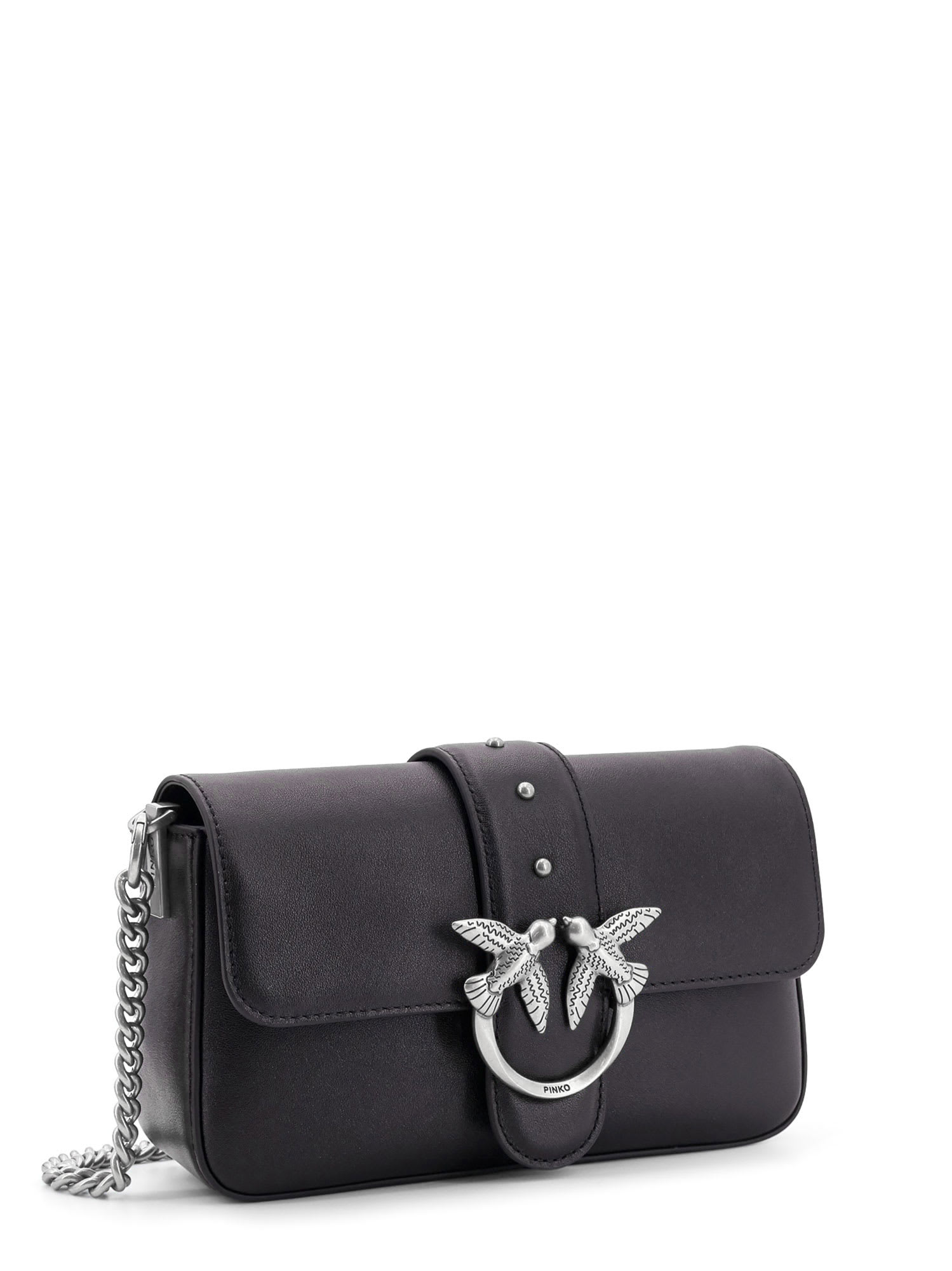 Pinko Love One Classic Leather Shoulder Bag In Black