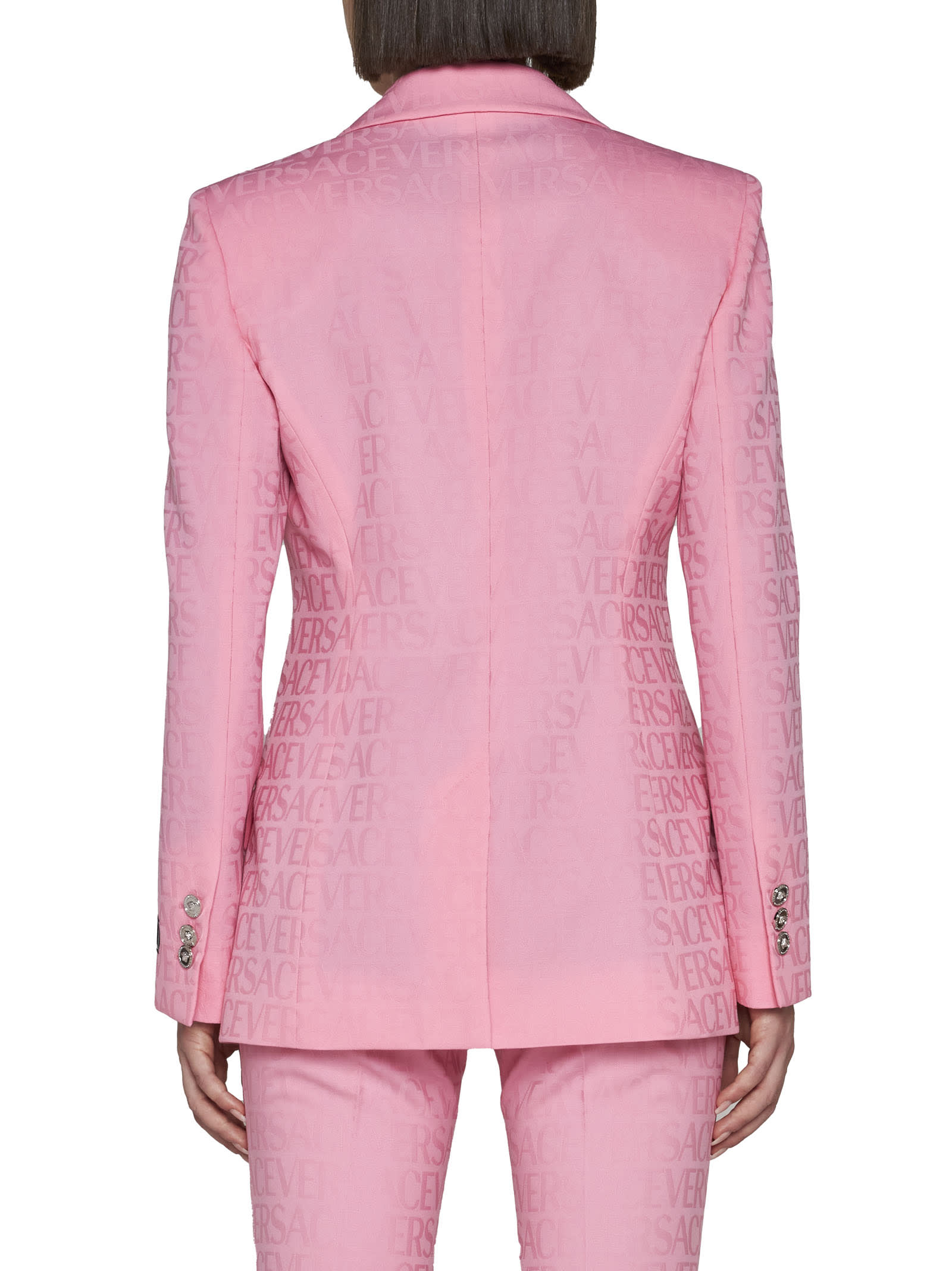 Shop Versace Blazer In Pastel Pink