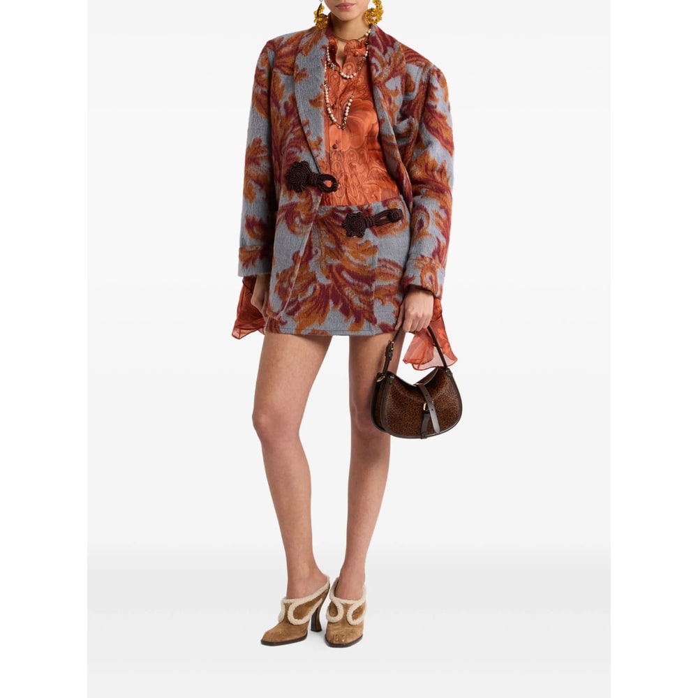 Etro Floral-printed Pleated Shirt In Red