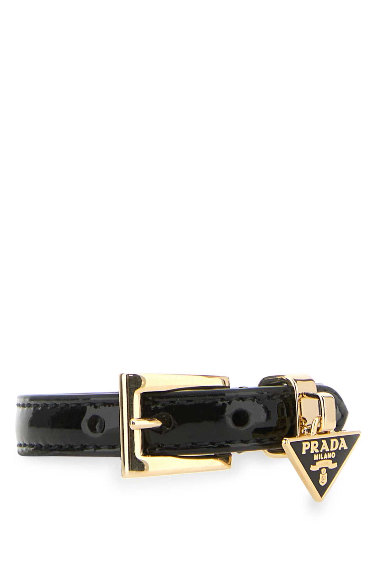 Shop Prada Black Leather Bracelet In Neror