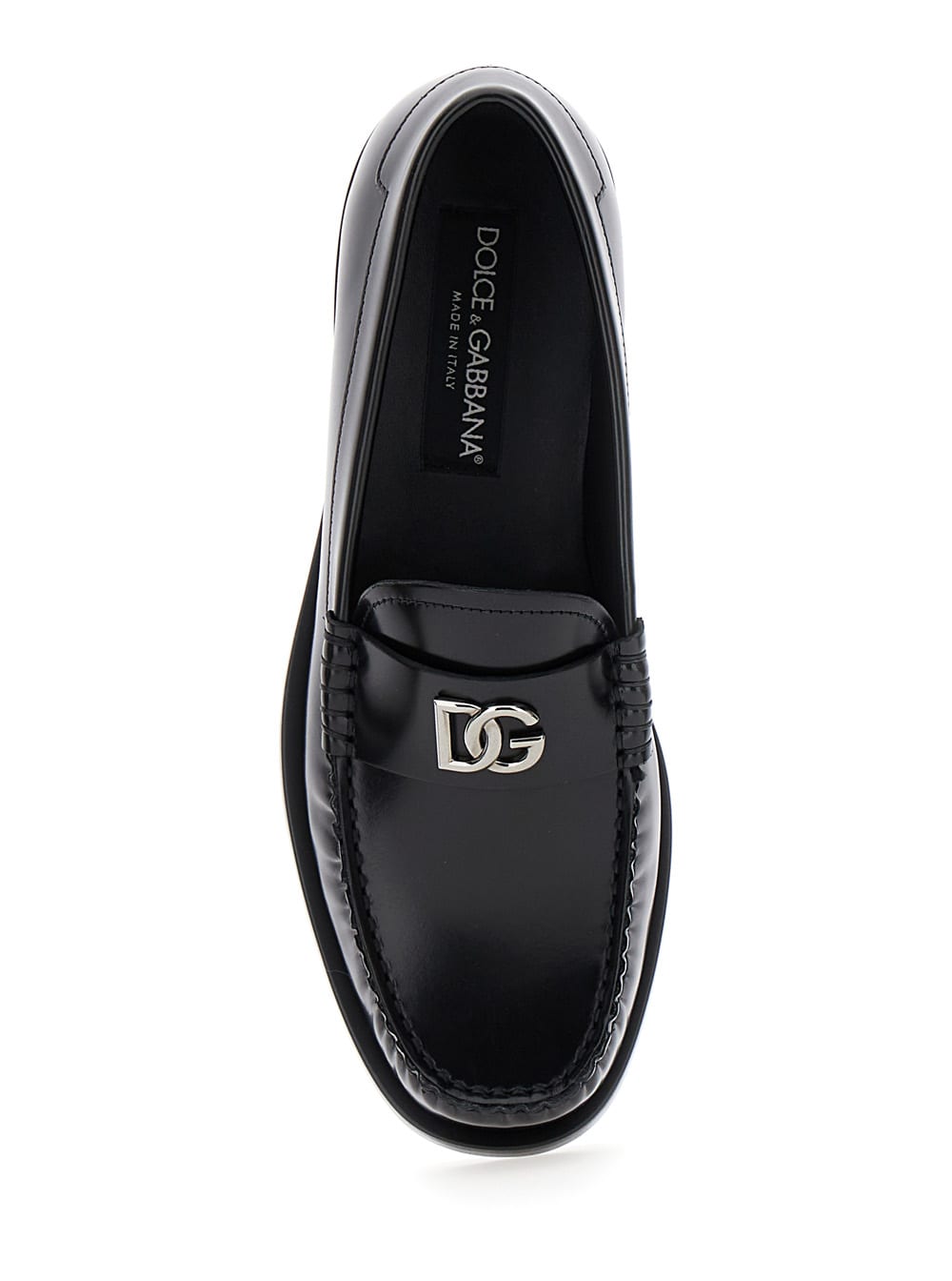 Dolce & Gabbana Dg Medallion Leather Classic Loafers In Black