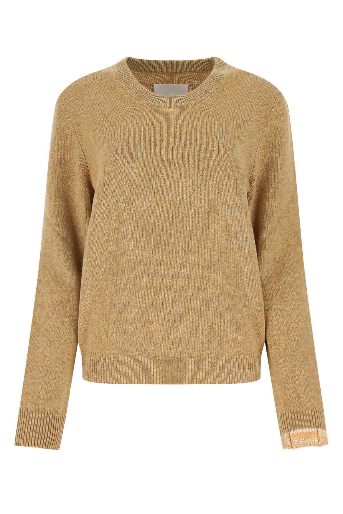 Shop Maison Margiela Melange Mustard Wool Blend Sweater In 153f