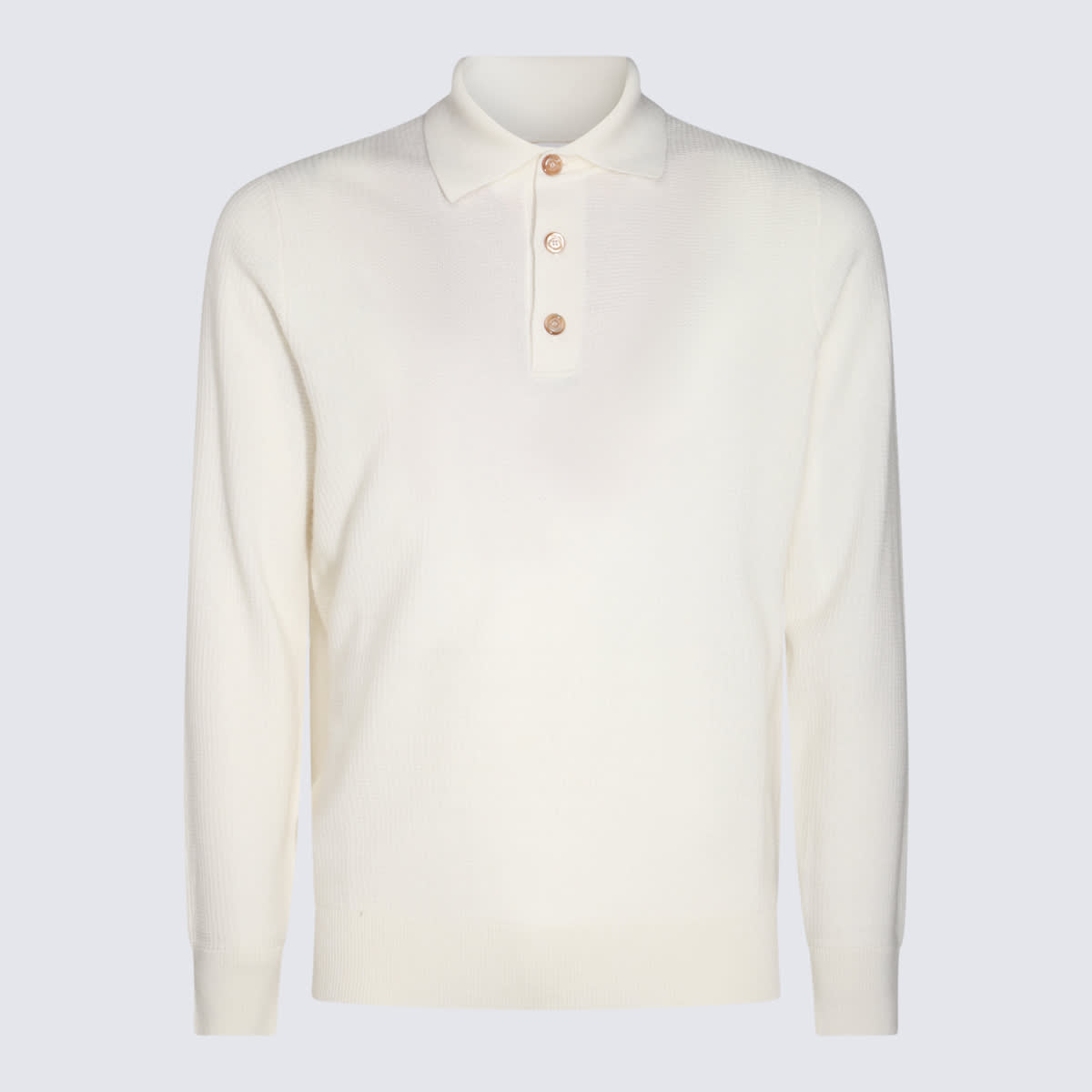 Shop Brunello Cucinelli White Wool Polo Shirt