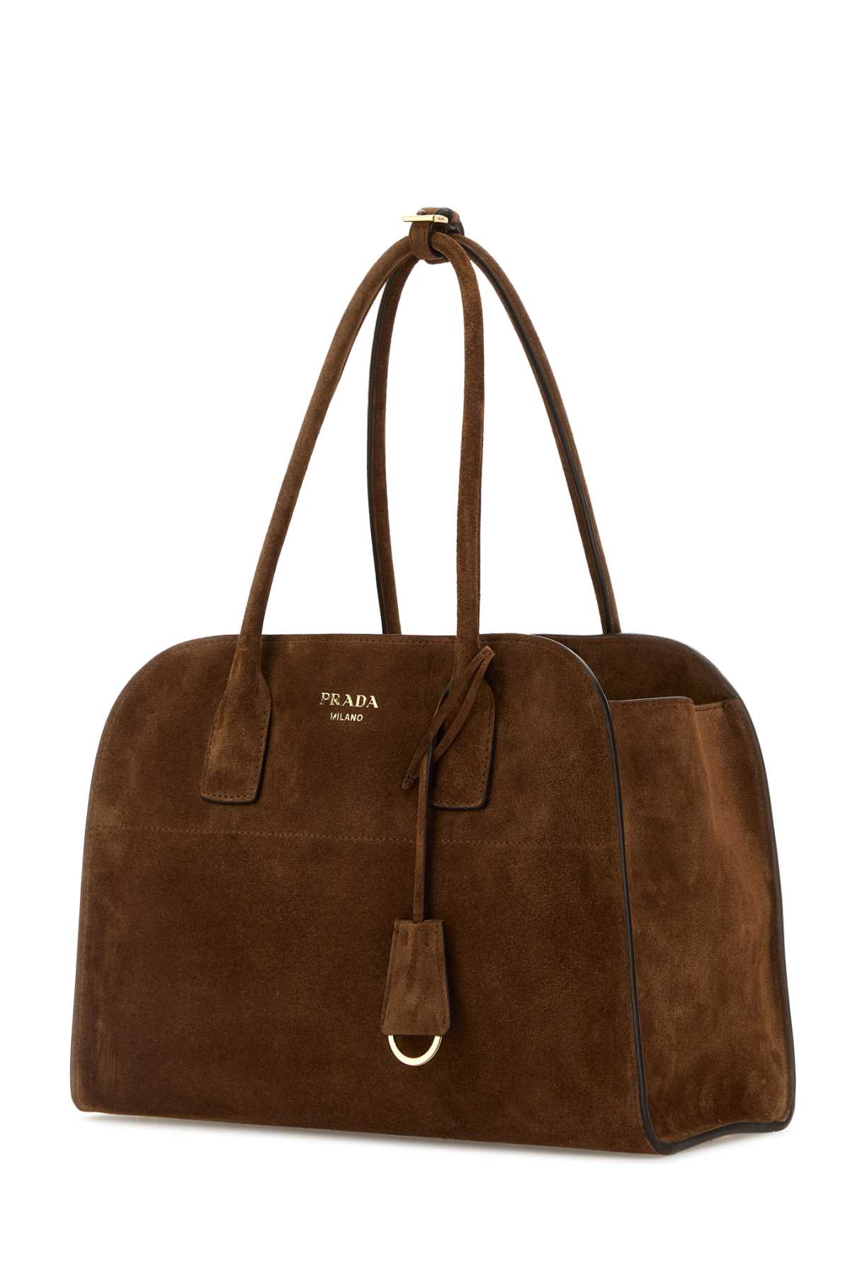 Prada Medium Shopping Bag In Cacao Colour Suede Women