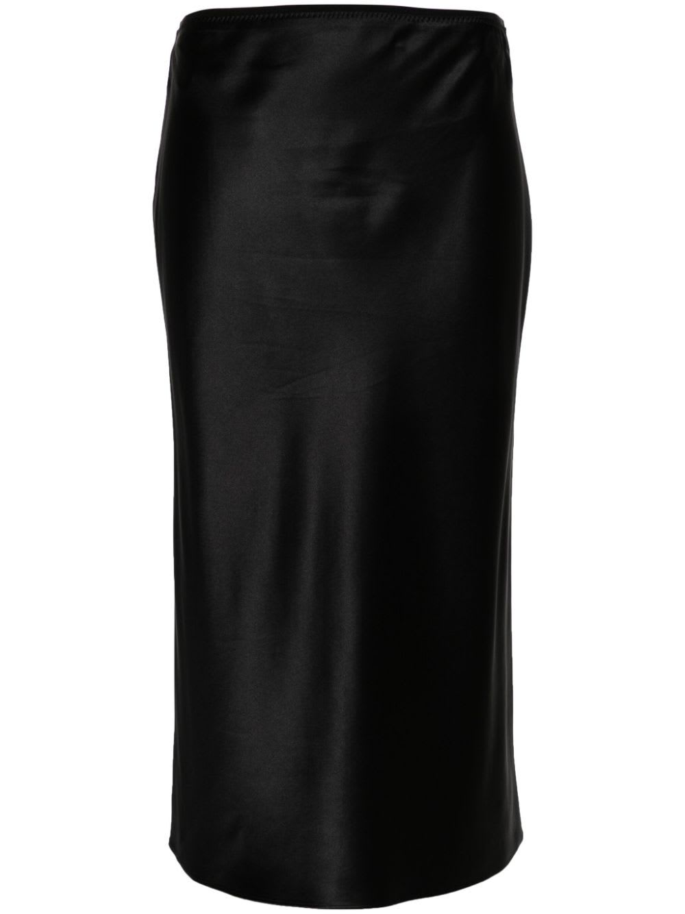 Shop Joseph Isaak Skirt Silk Satin In Black