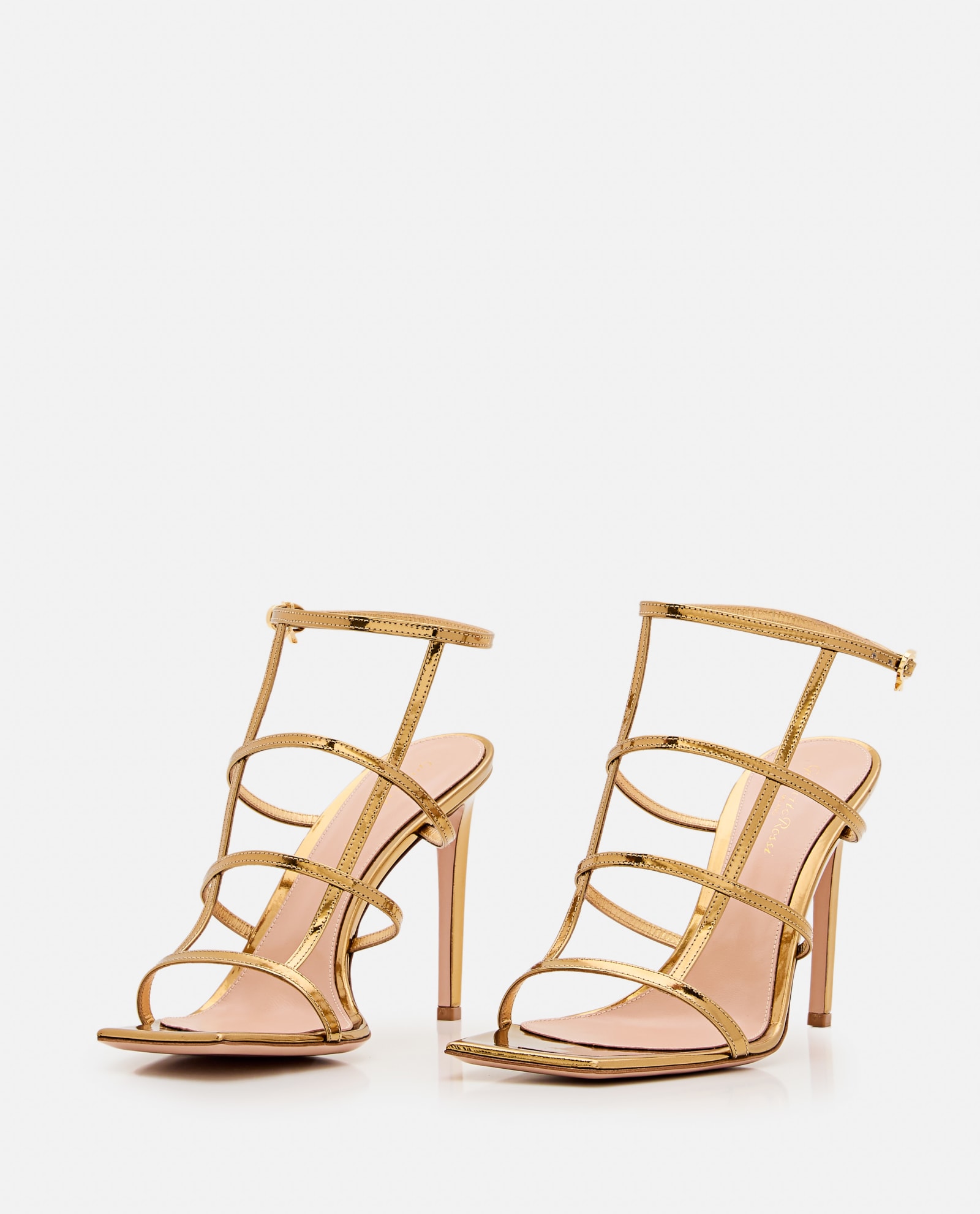 Shop Gianvito Rossi Letal Leather Heel Sandals In Golden