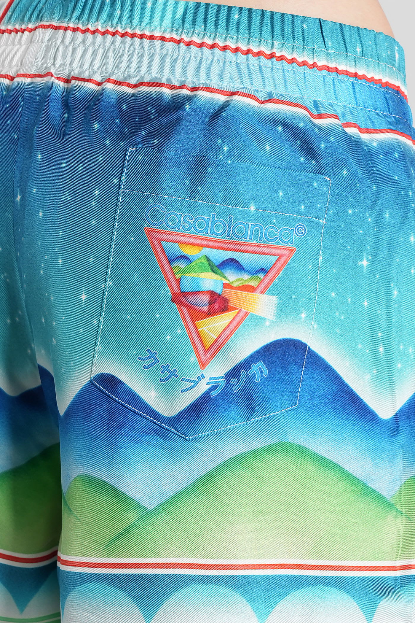 Casablanca Shorts In Multicolor Silk In Blue