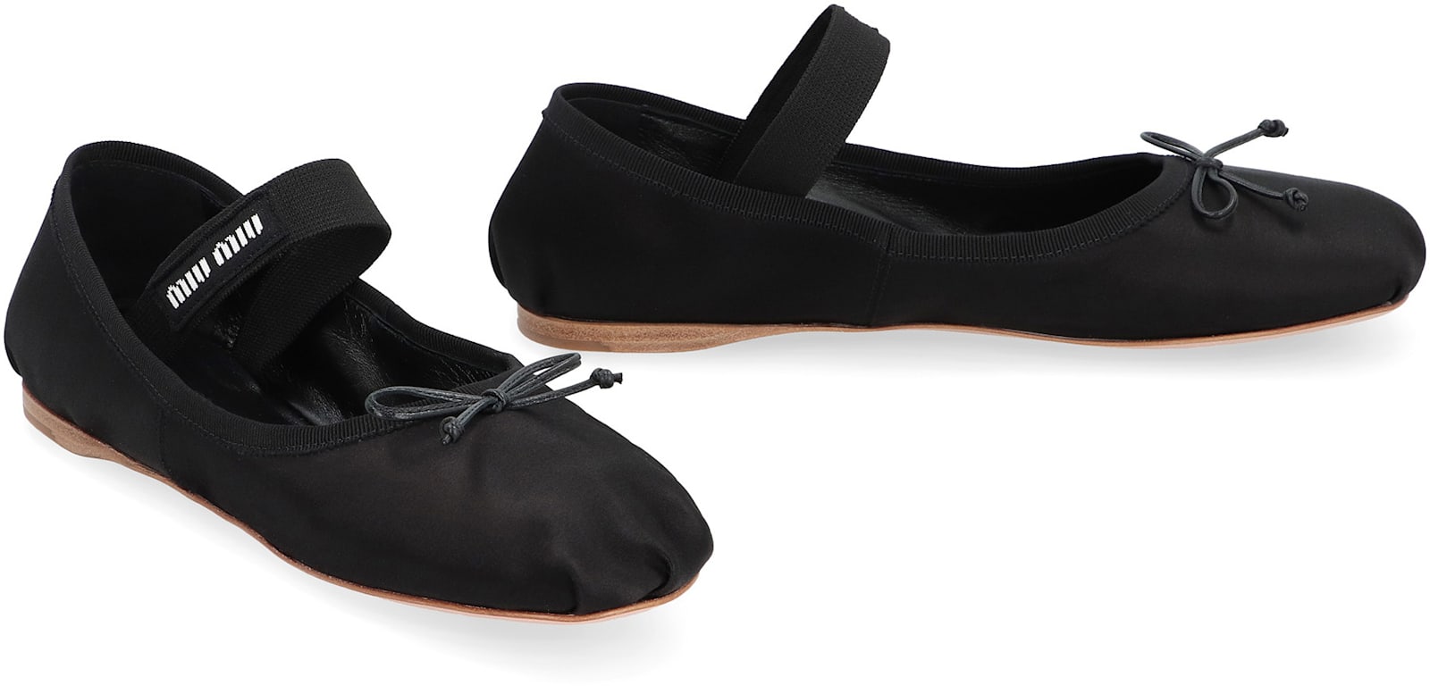 Miu Miu Satin Ballet Flats In Black