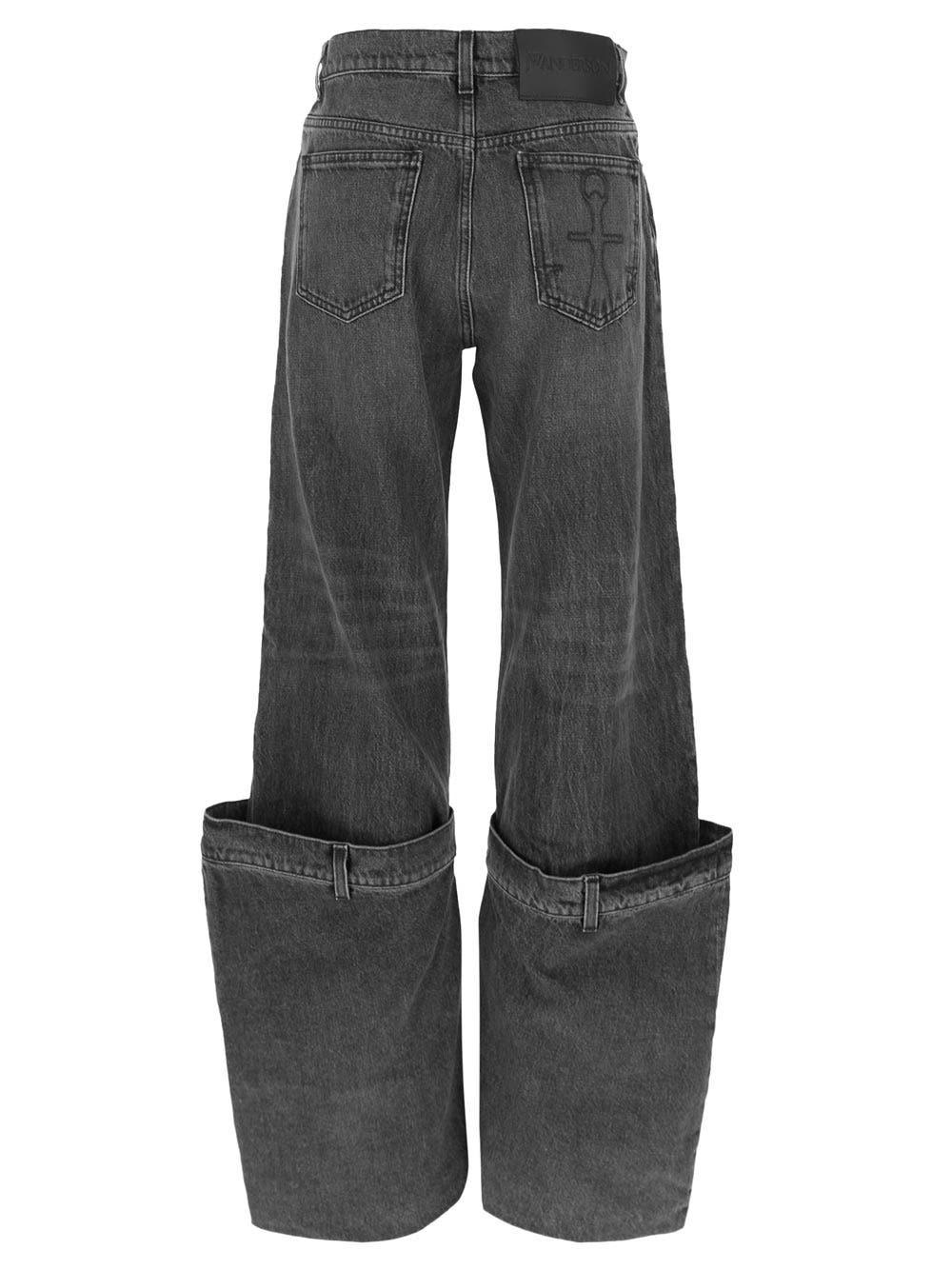 Shop Jw Anderson Buckle Denim Jeans In Grey