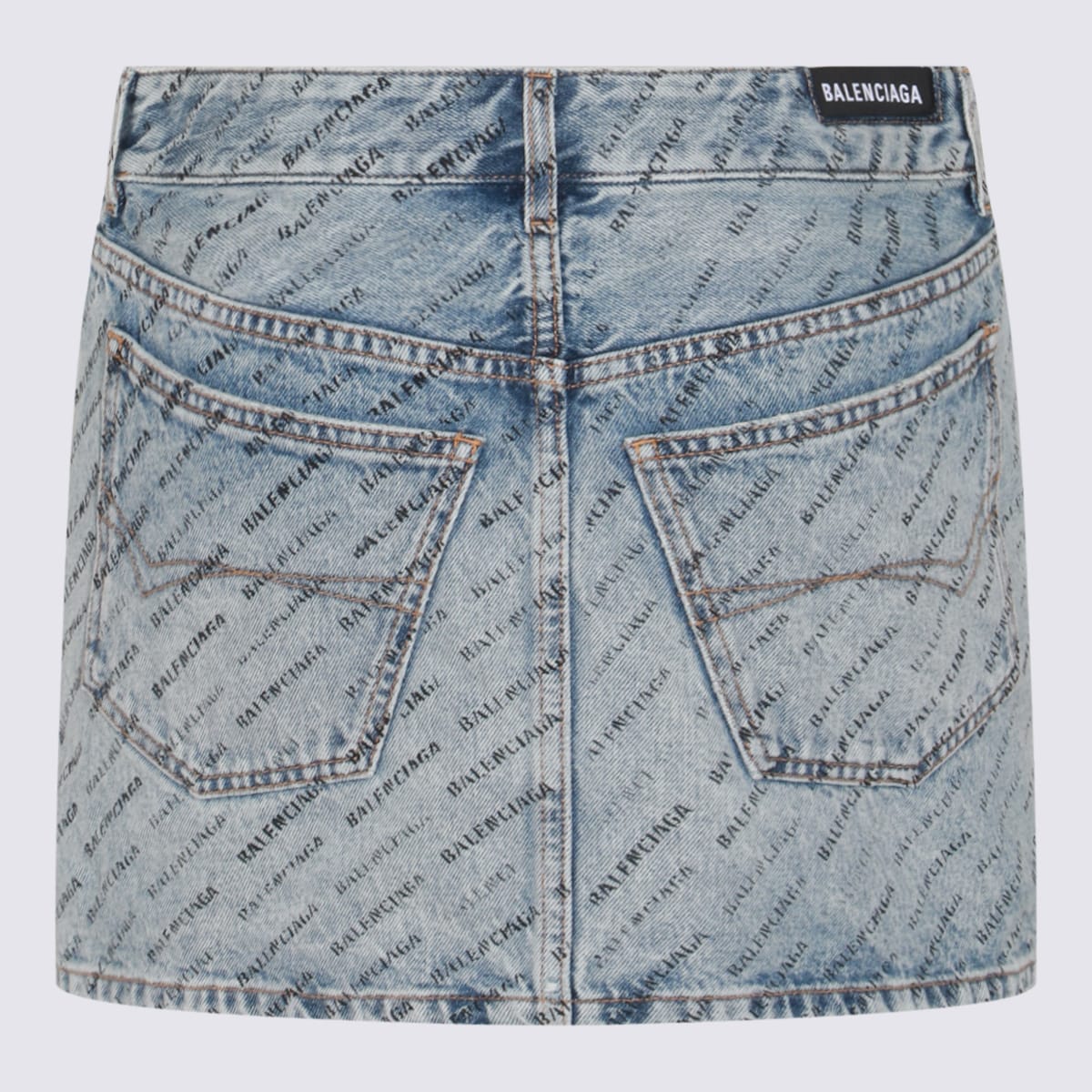 Shop Balenciaga Light Blue Mini Skirt In Iced Blue