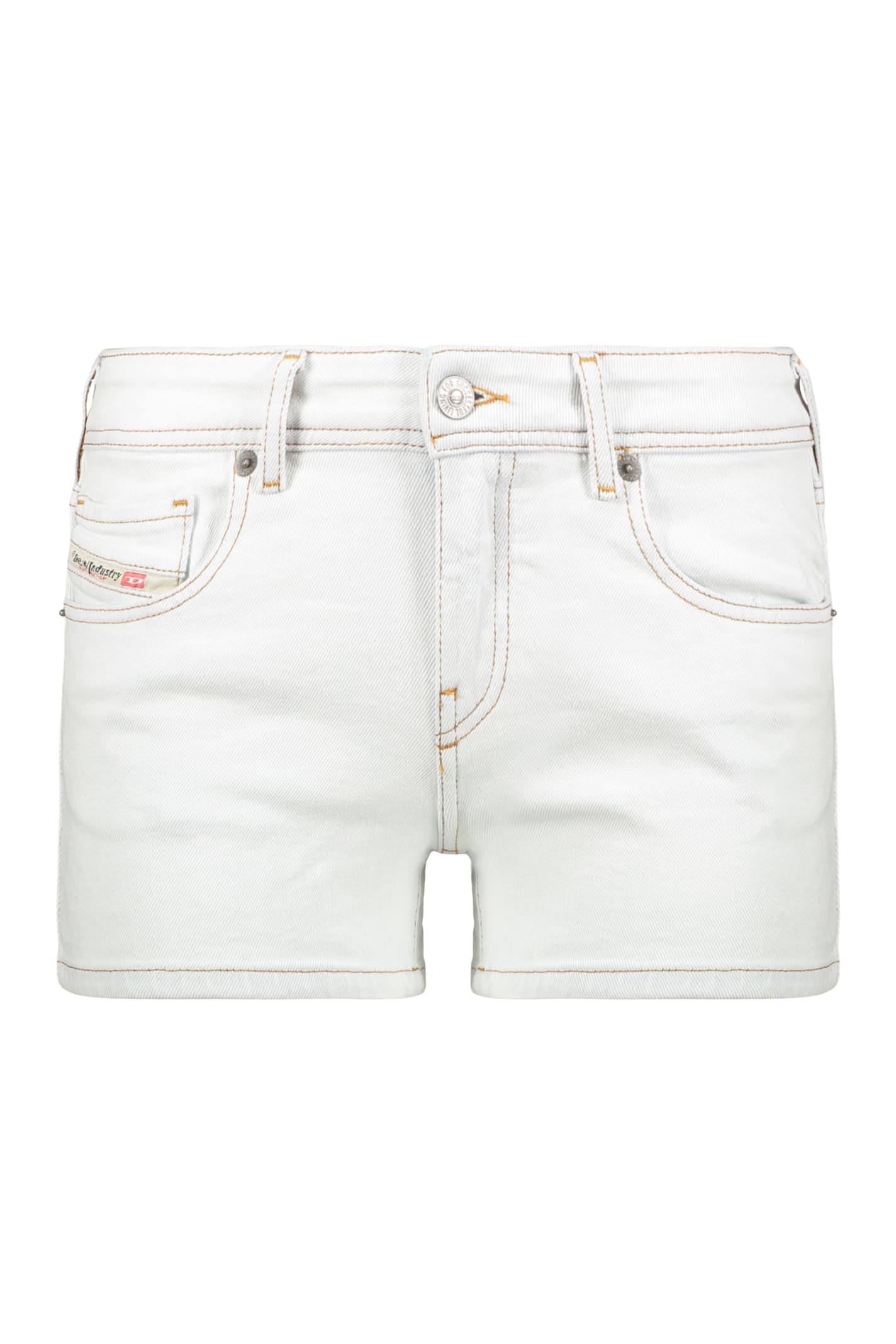 Diesel Denim Shorts With High Waist In White