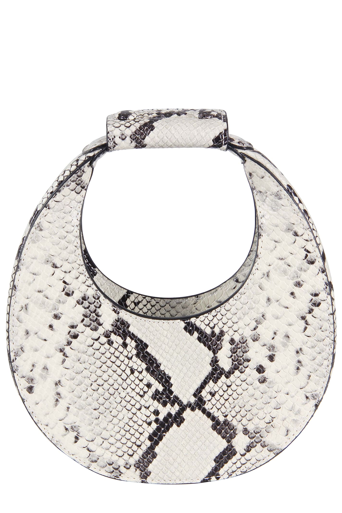 Staud Goodnight Moon Snakeskin Top-handle Tote Bag In White