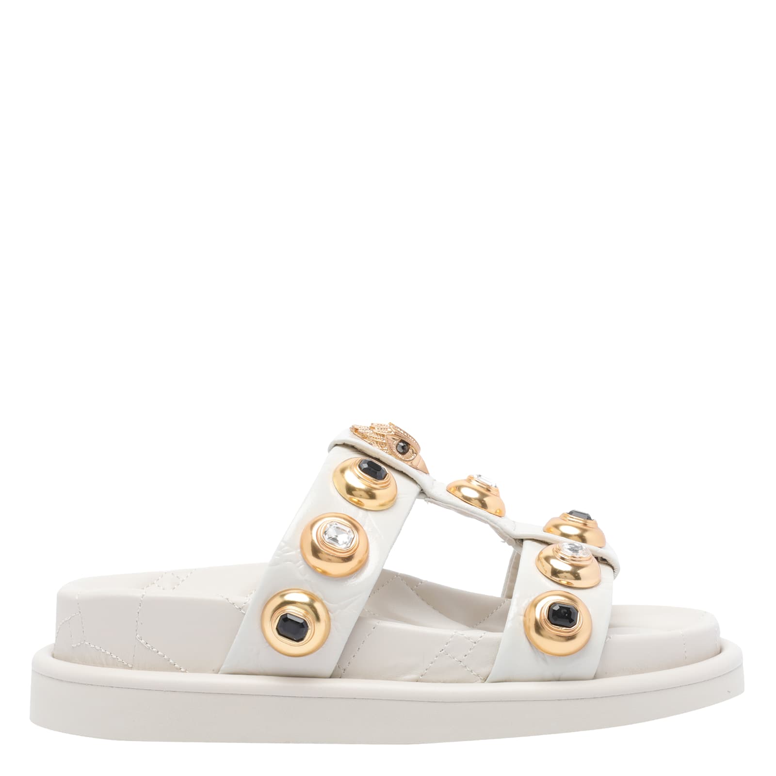 Kurt Geiger Leather Croc-embossed Orson Sandals In White