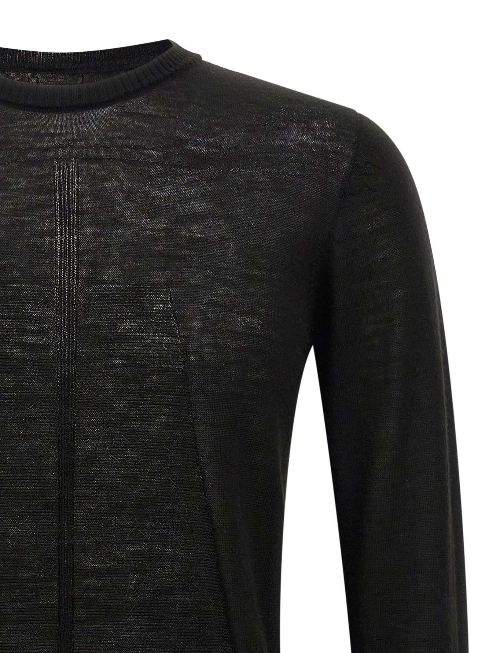 Rick Owens Long-sleeve Lightweight Knit Top With Semi-sheer Texture In Black