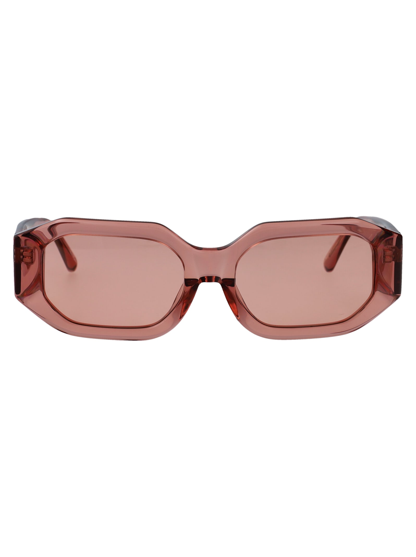 Attico Sunglasses In Rose-pink Acrylic In Peach/silver/peach