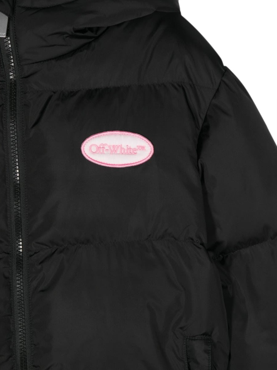 Off-white Logo-patch Padded Jacket In Black