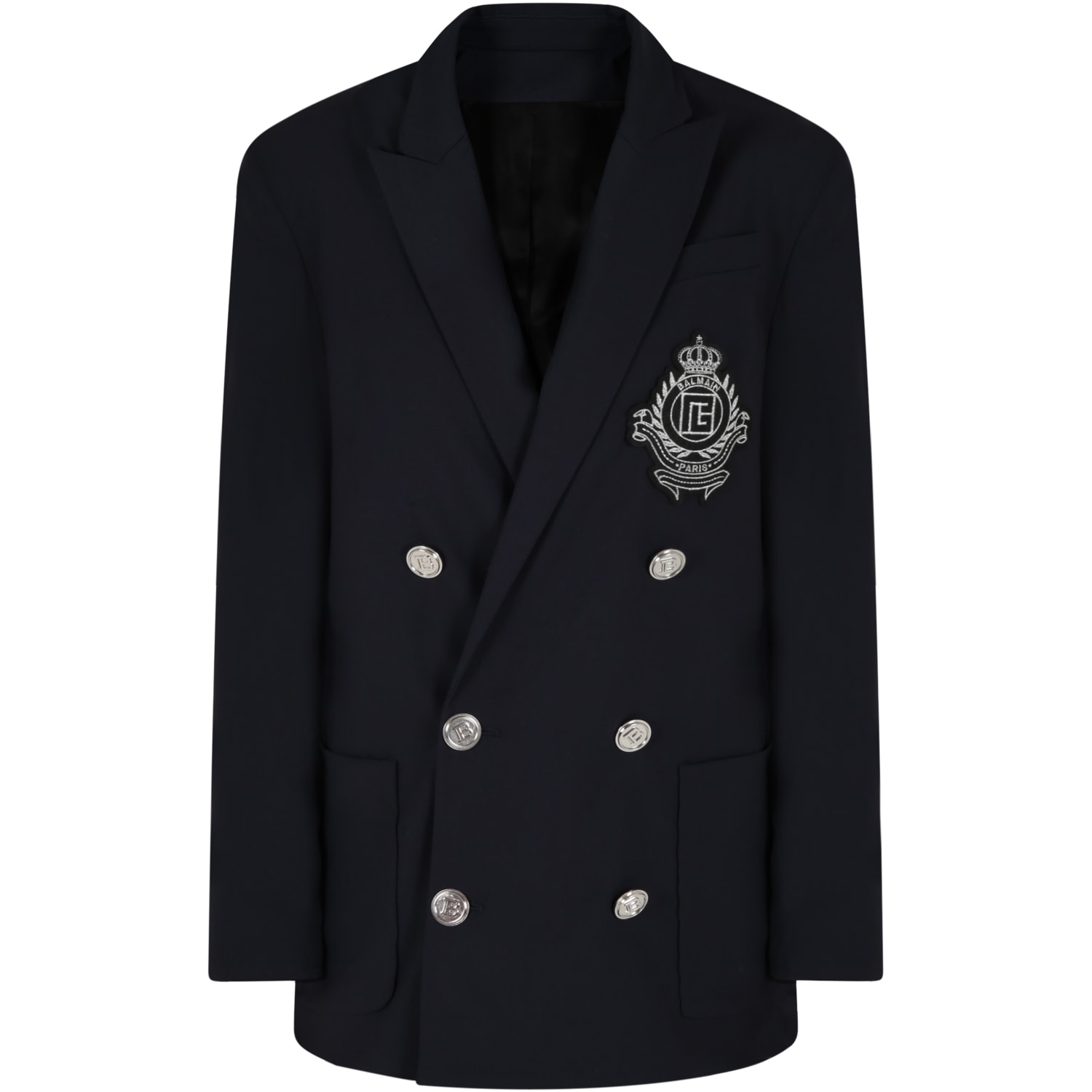 Balmain Blue Jacket For Boy With Patch