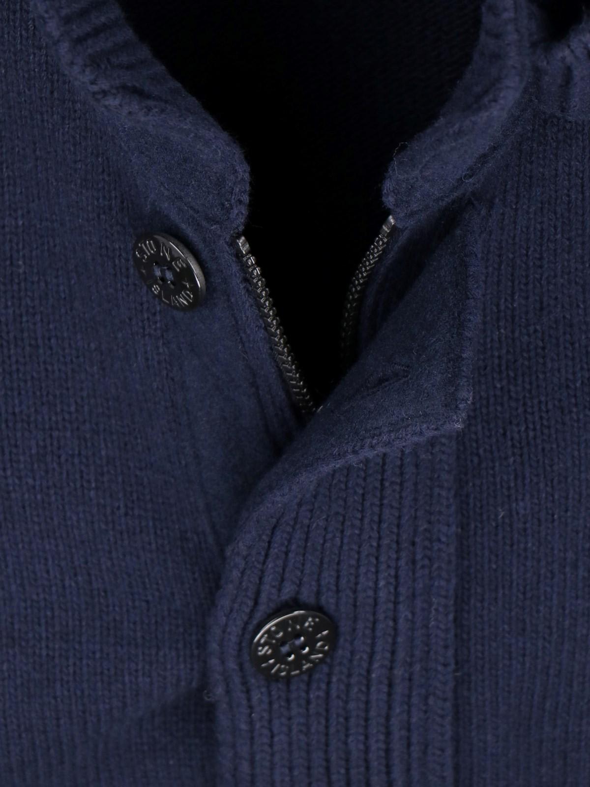 Shop Stone Island Logo Patch Buttoned Cardigan In Blue