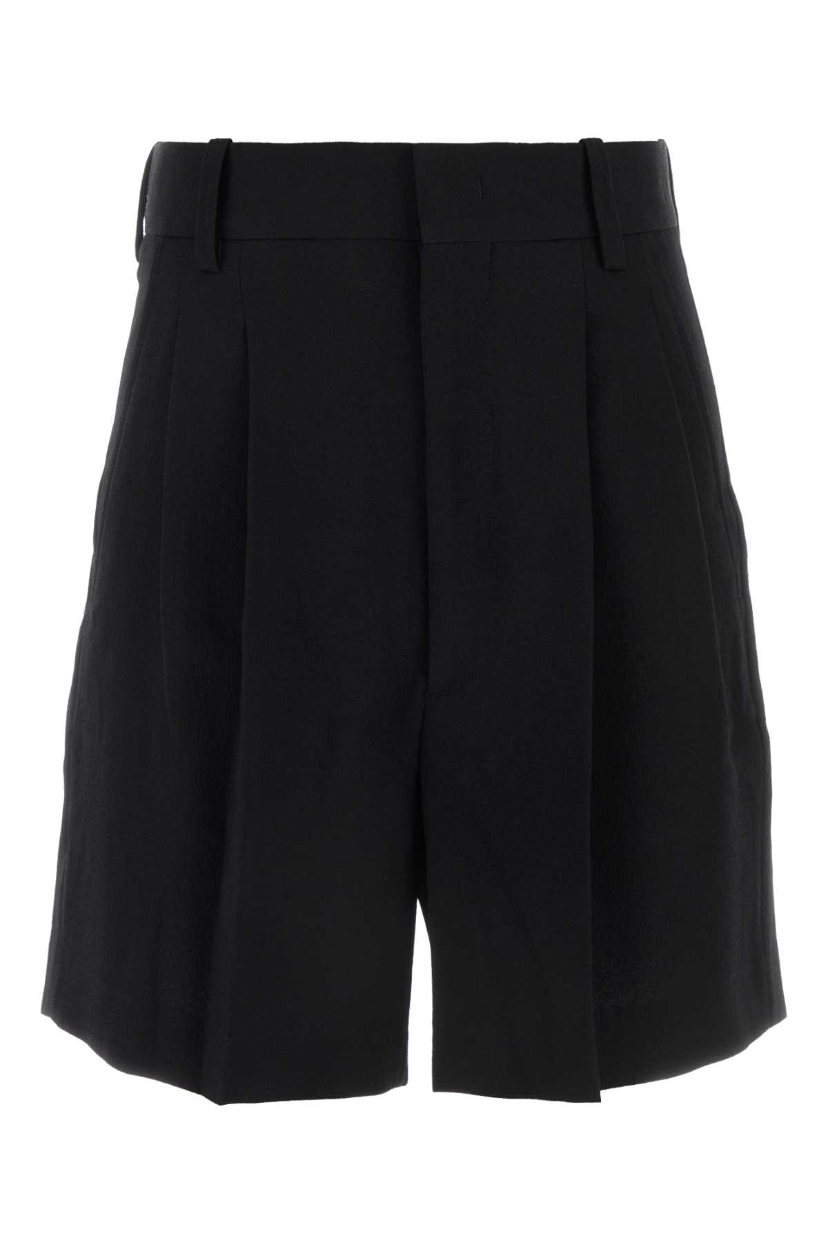 Black Stretch Polyester Blend Elna Bermuda Shorts