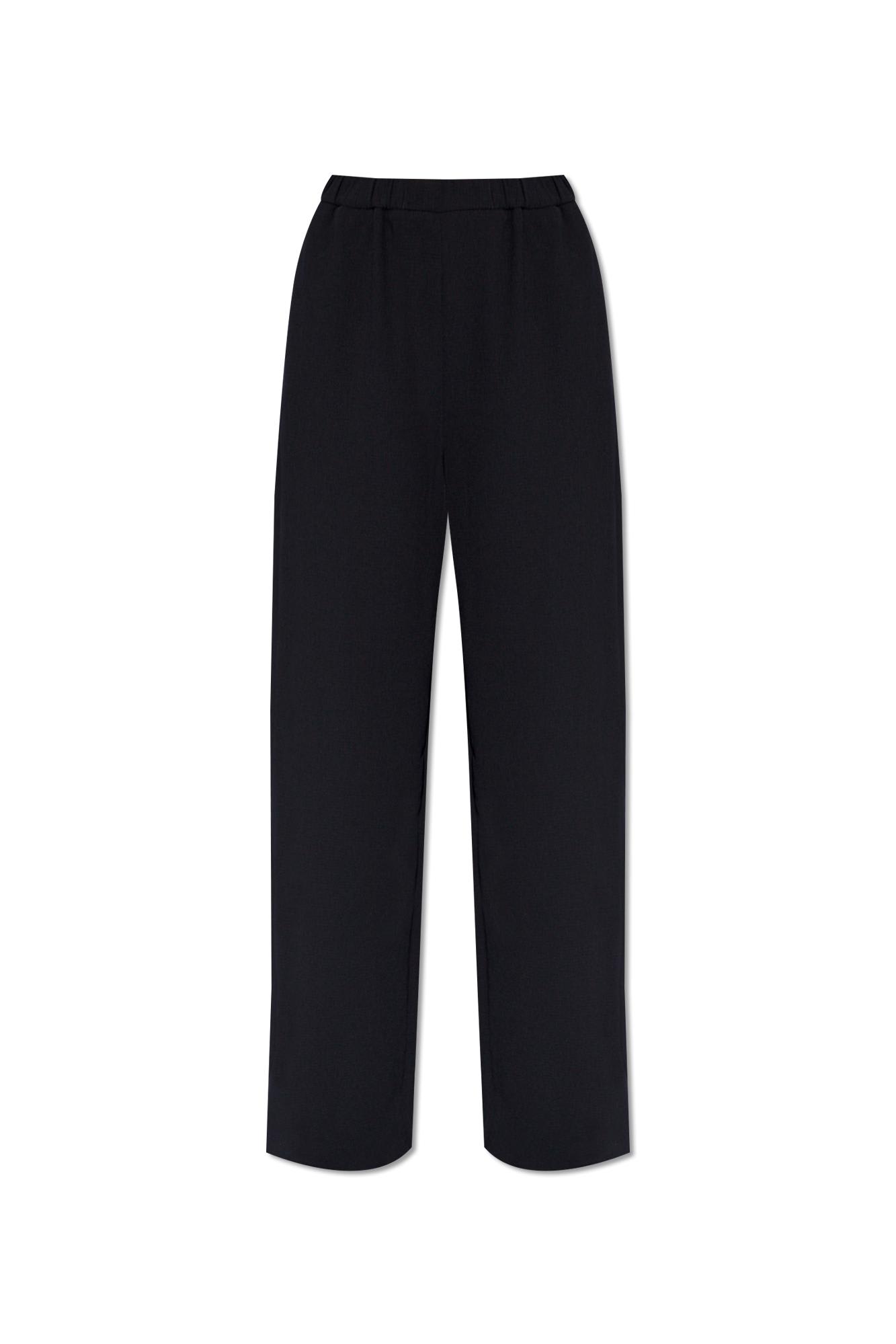 Shop Emporio Armani Trousers With Wide Legs In Blue