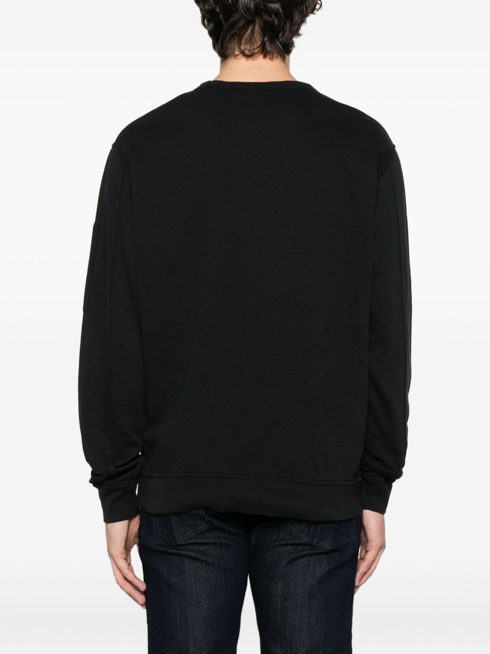 C.p. Company C.p.company Logo Cotton Crewneck Sweatshirt In Black