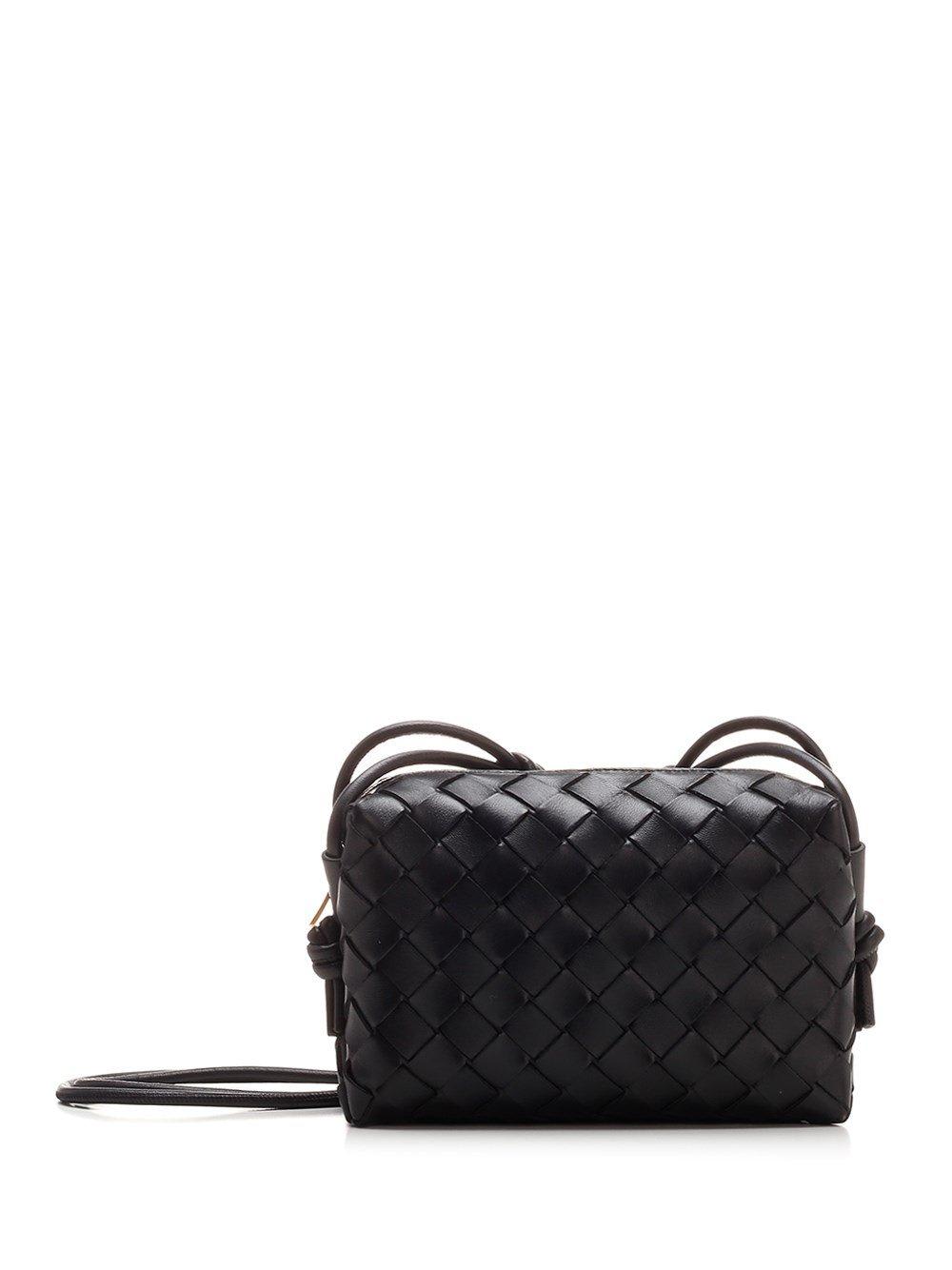 Bottega Veneta Loop Intrecciato Shoulder Bag In Black