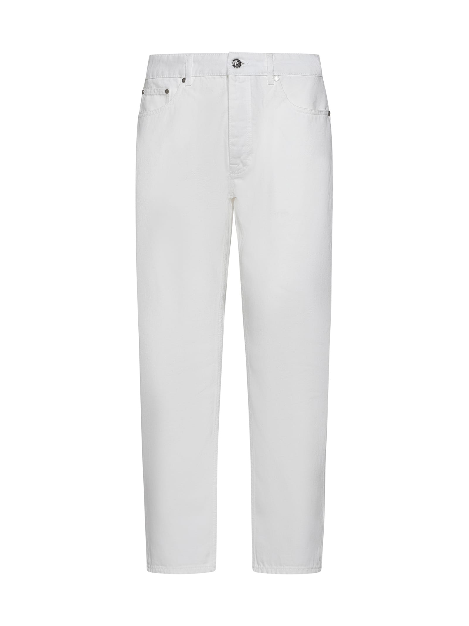 Shop Palm Angels Jeans In Off White Black