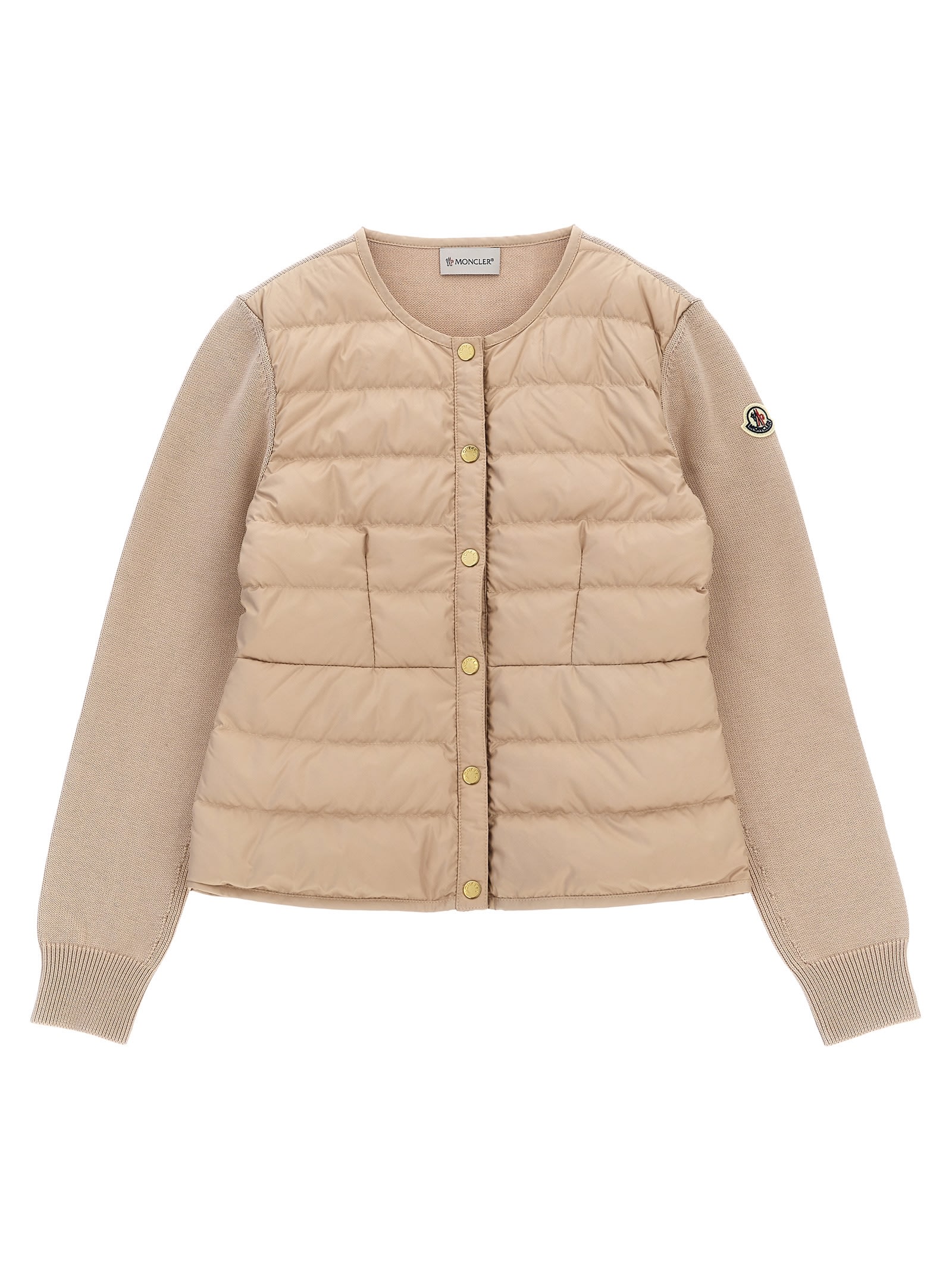 Moncler Two-material Cardigan In Pink