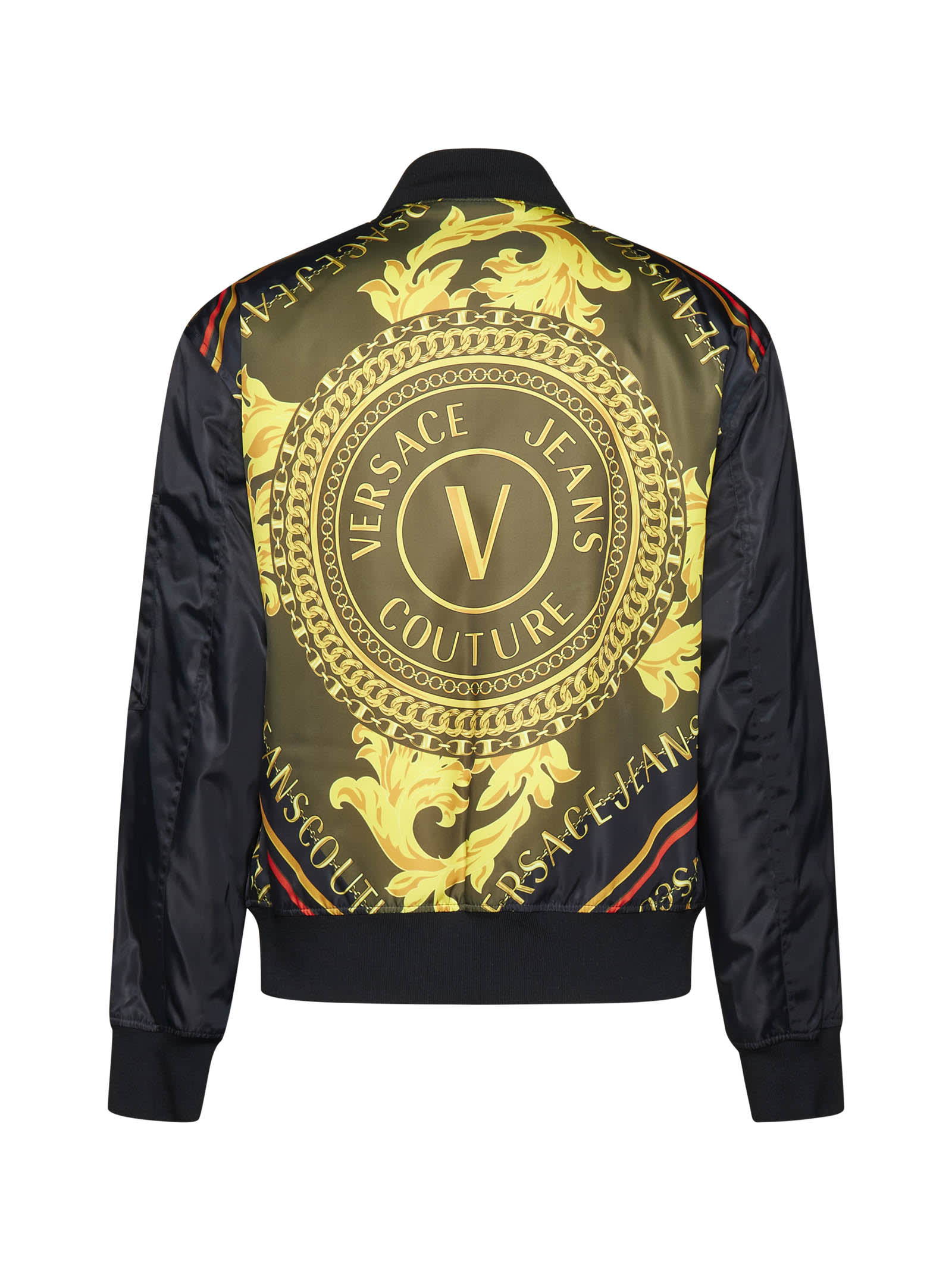 VERSACE JEANS COUTURE LOGO PRINT BOMBER JACKET 