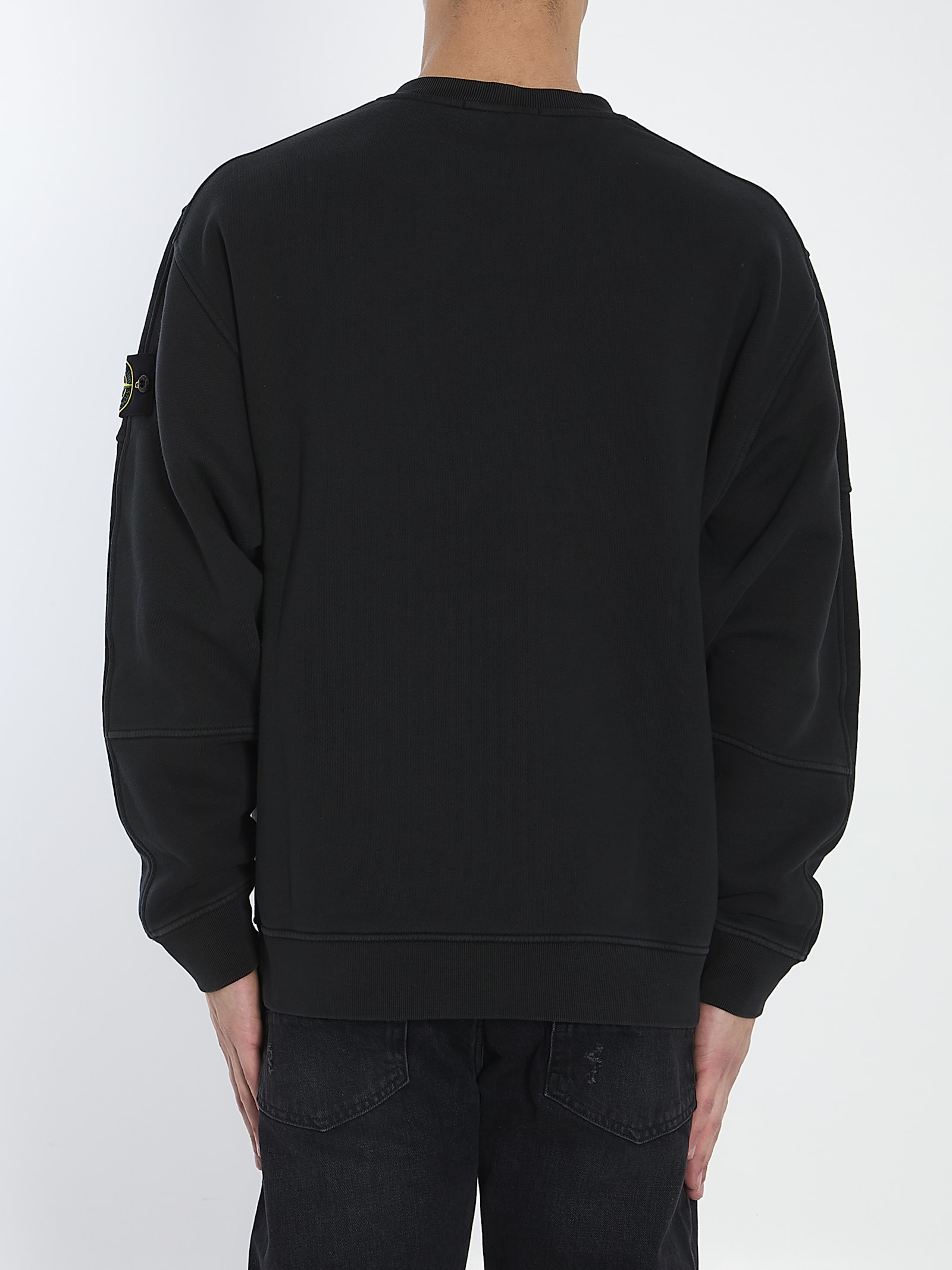Stone Island Lightweight Wool Crew Neck Pullover In Black