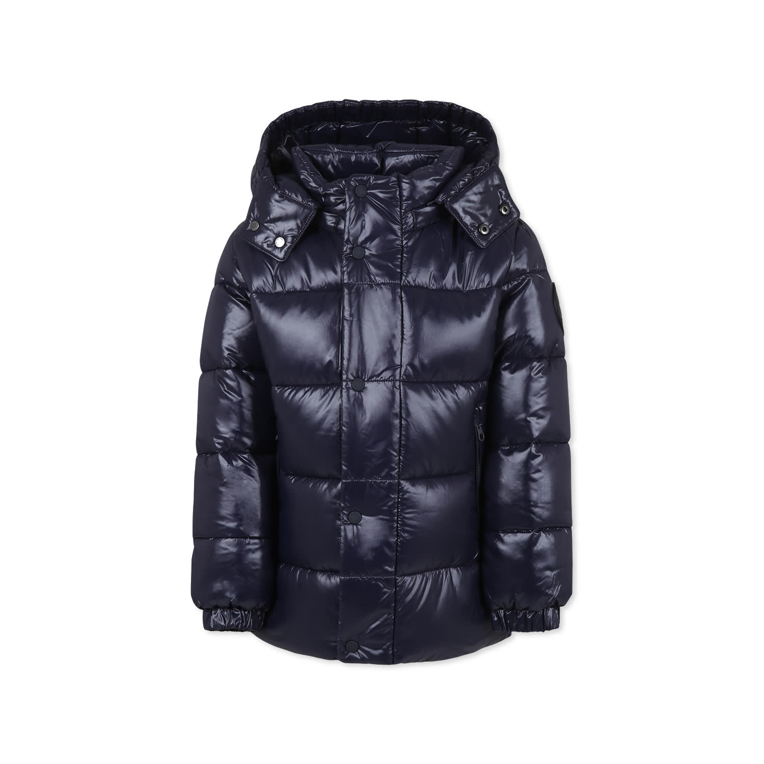 Save The Duck Blue Down Jacket For Girl With Logo In Blue