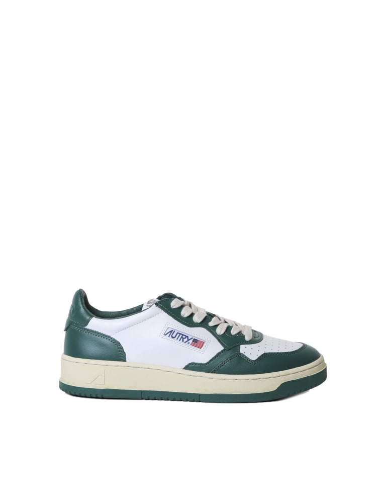 Autry Medalist Low Sneakers In Green White Leather