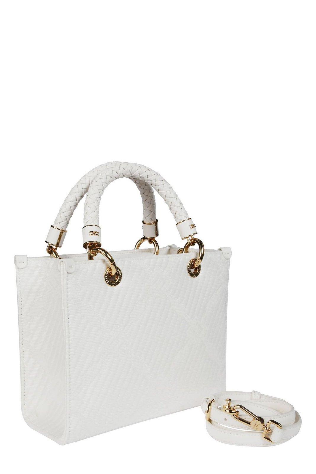 ELISABETTA FRANCHI CHARM DETAILED JACQUARD SMALL TOTE BAG