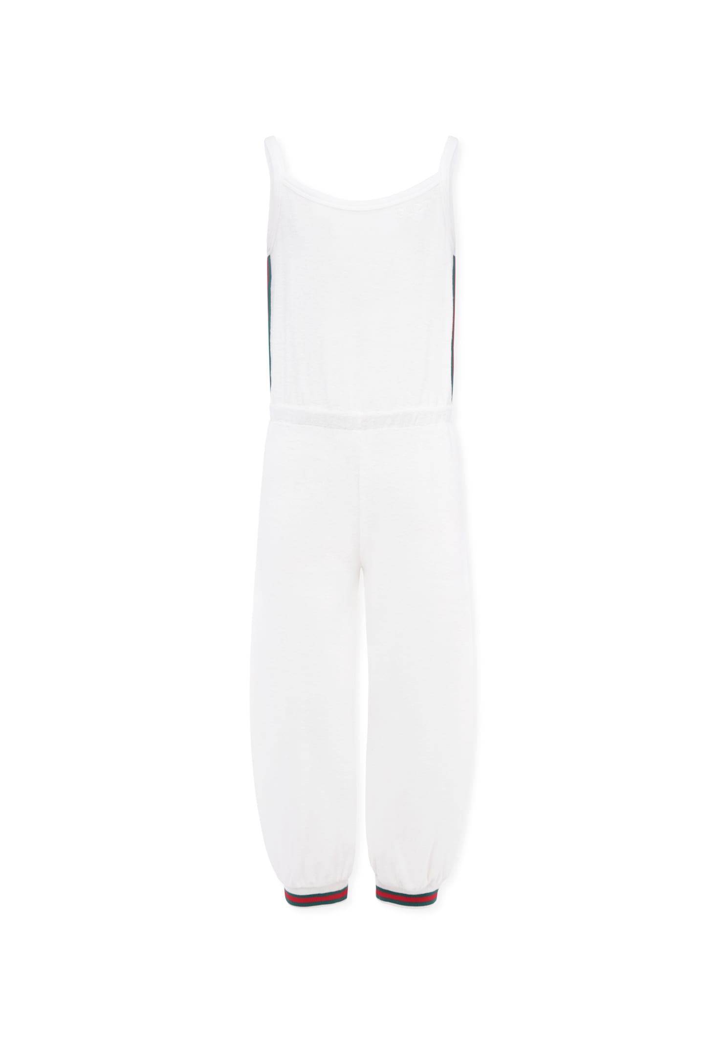 Gucci Kids' White Jumpsuit For Girl With Logo And Web Details