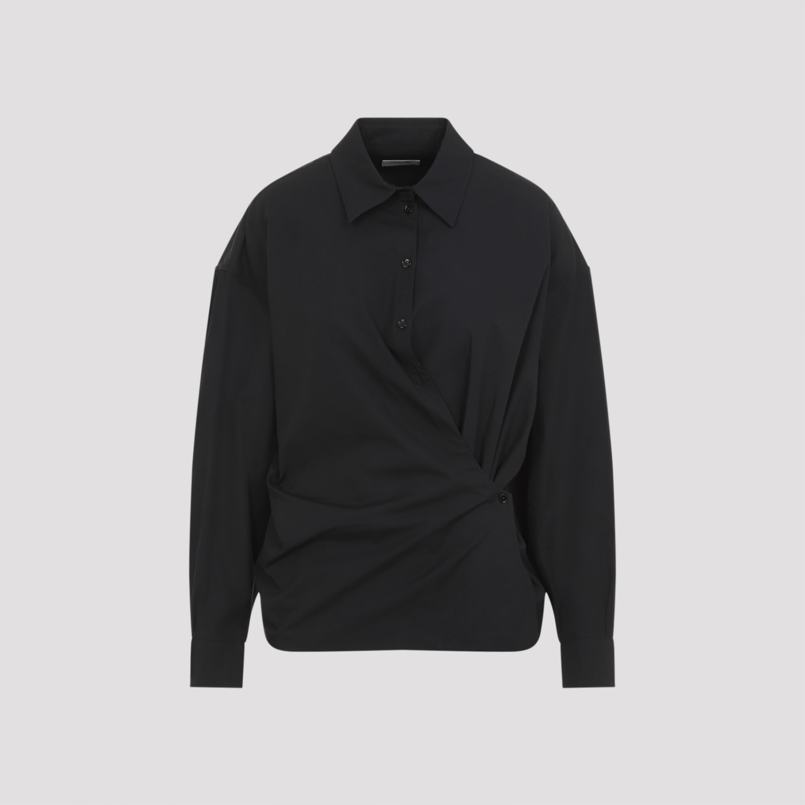 Shop Lemaire Straight Collar Twisted Shirt In Caviar