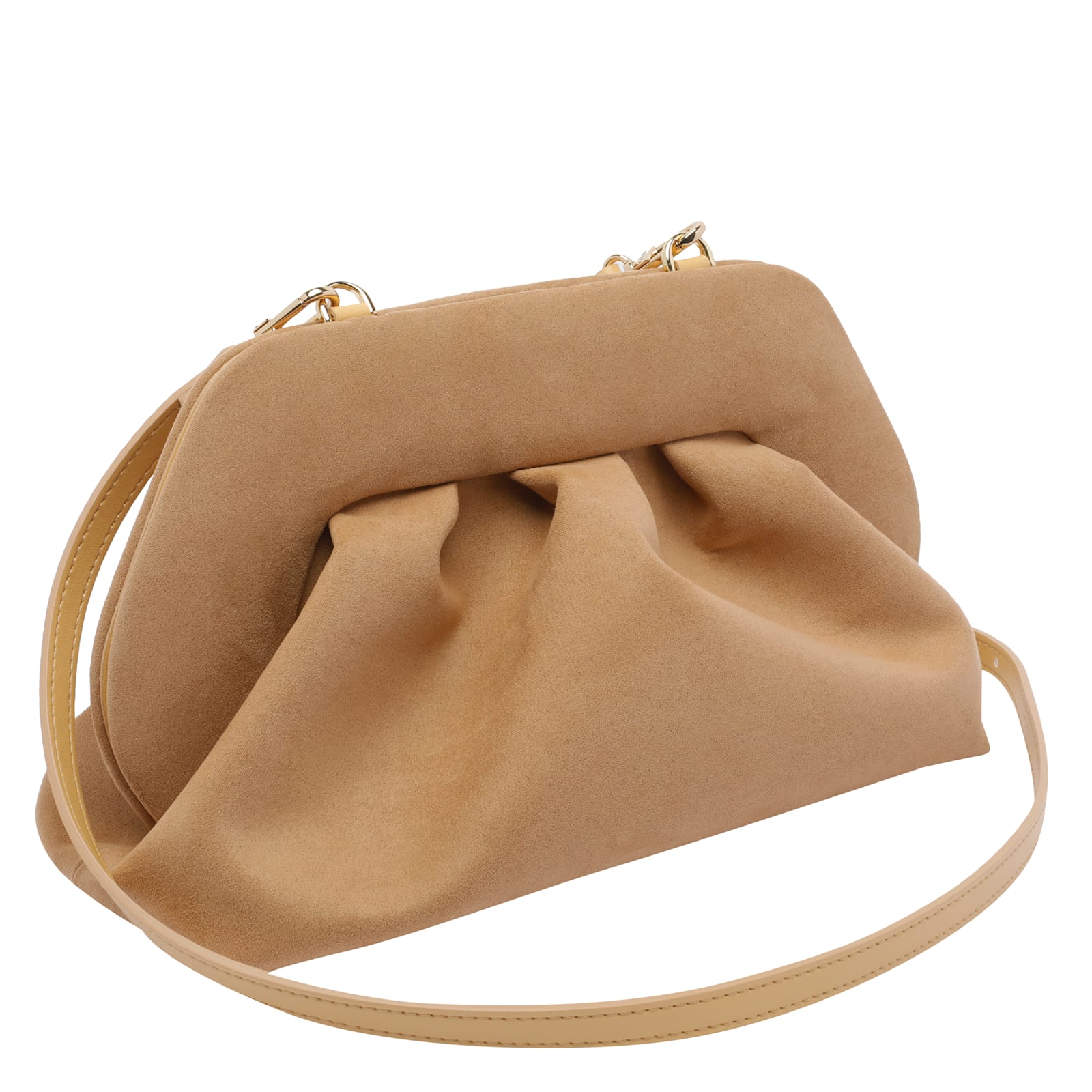 Themoirè Tia Suede Clutch In Sand