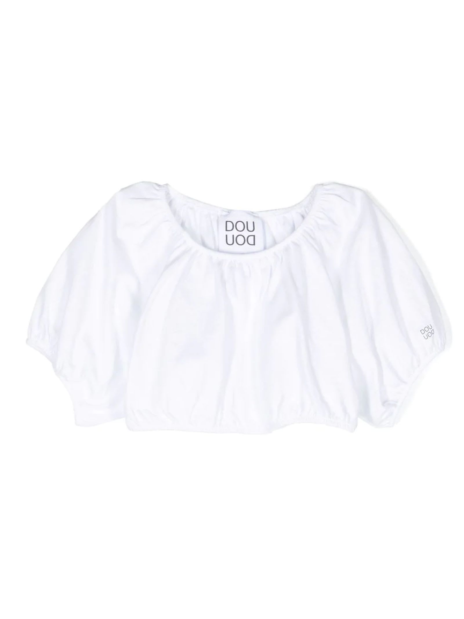 DOUUOD OFF-SHOULDER CROPPED BLOUSE