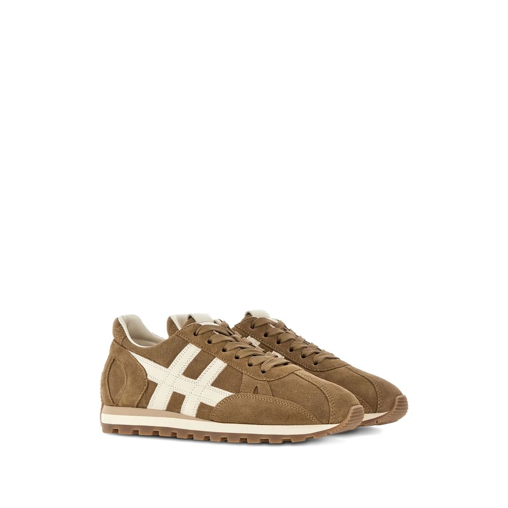 Hogan 86er Mud Suede Running Sneakers In Nude