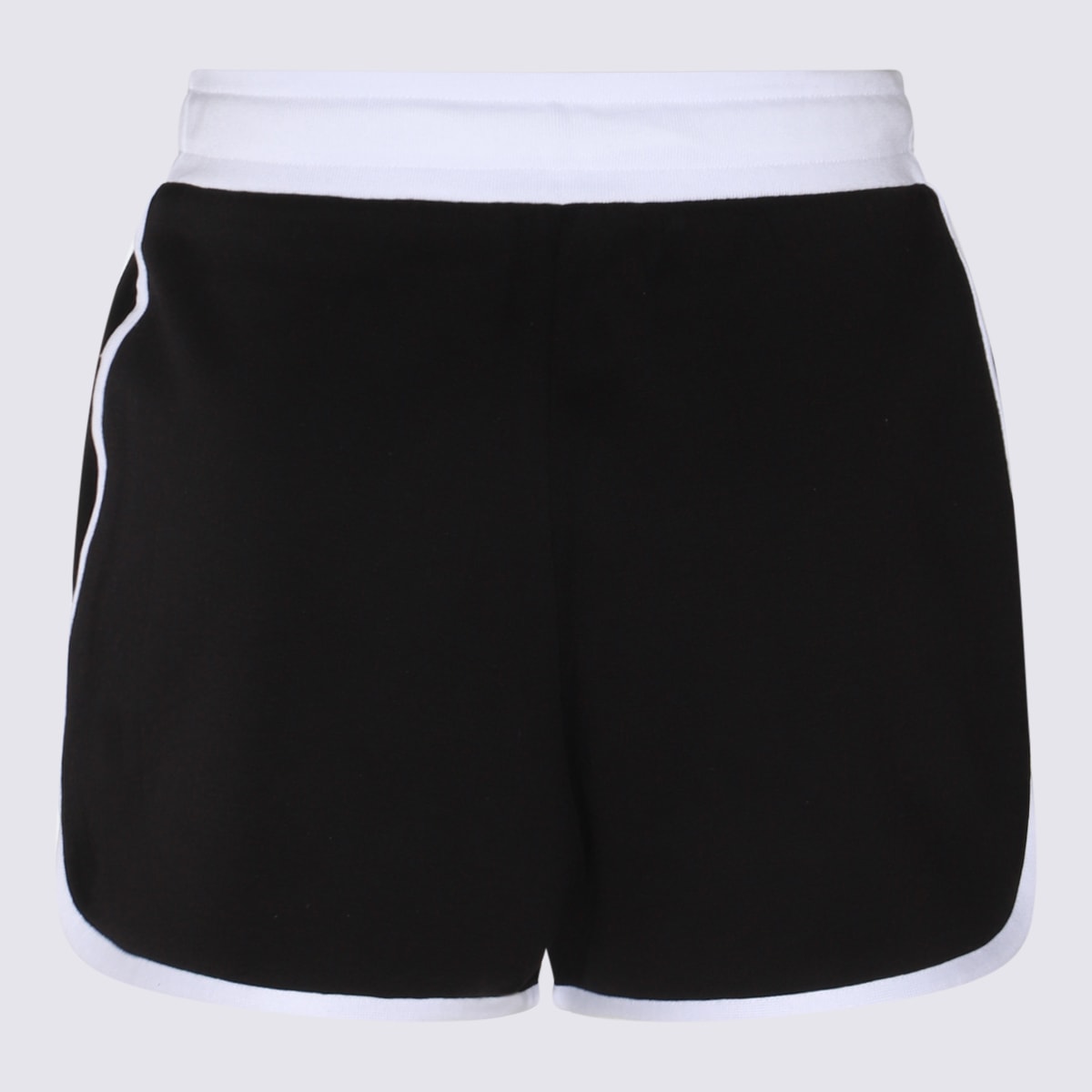Shop Dolce & Gabbana Black And White Cotton Blend Track Shorts In Nero/bianco