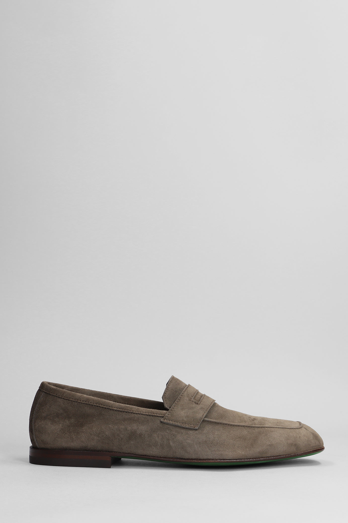 Green George Loafers In Taupe Suede
