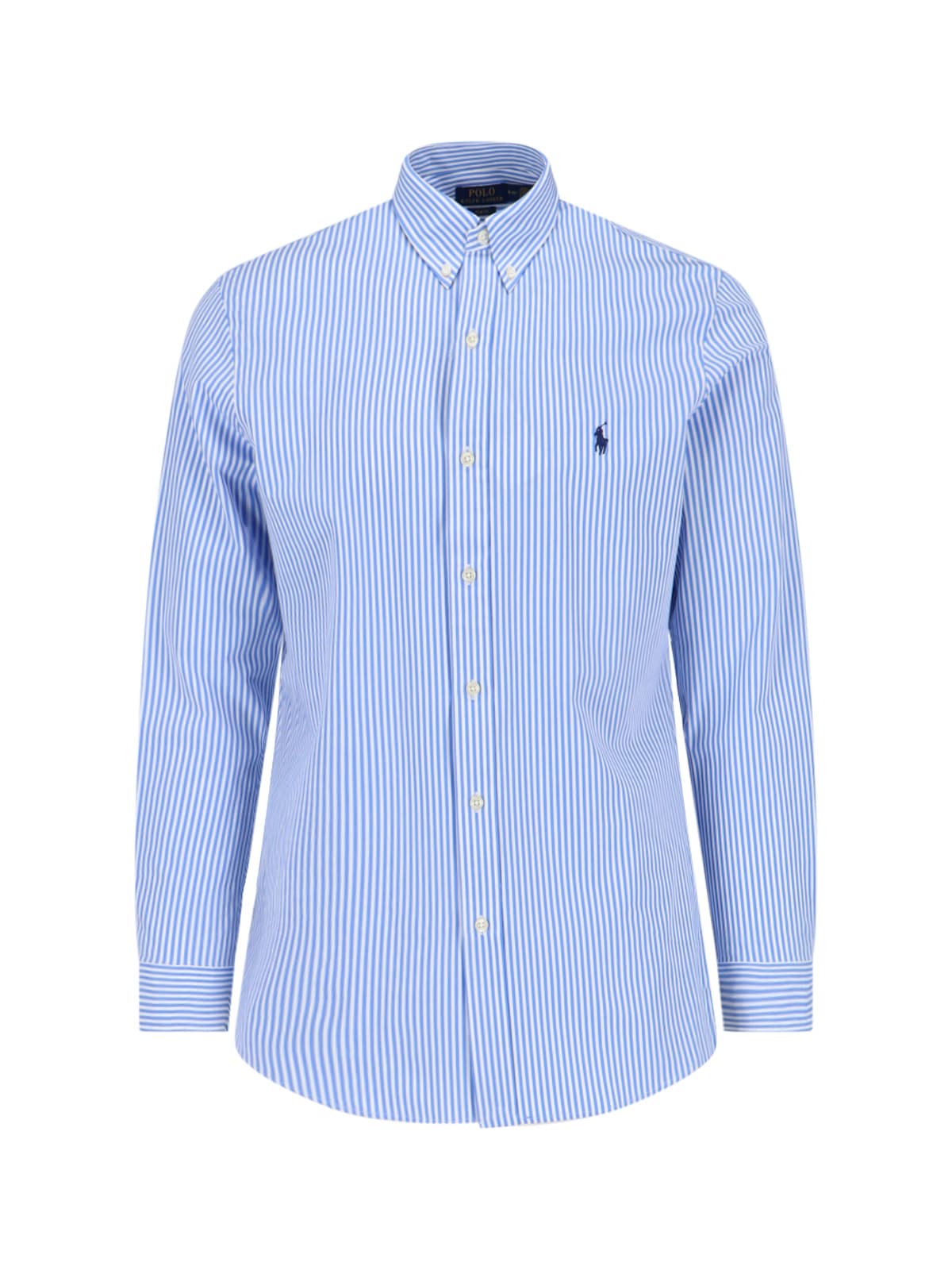 Shop Polo Ralph Lauren Logo Striped Shirt In Light Blue