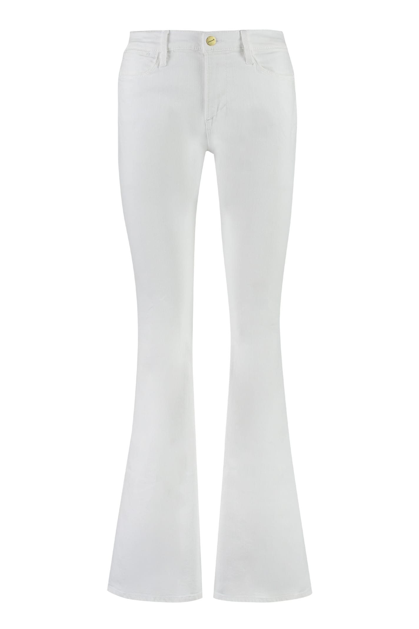 Frame High-rise Flared Jeans In Blanc