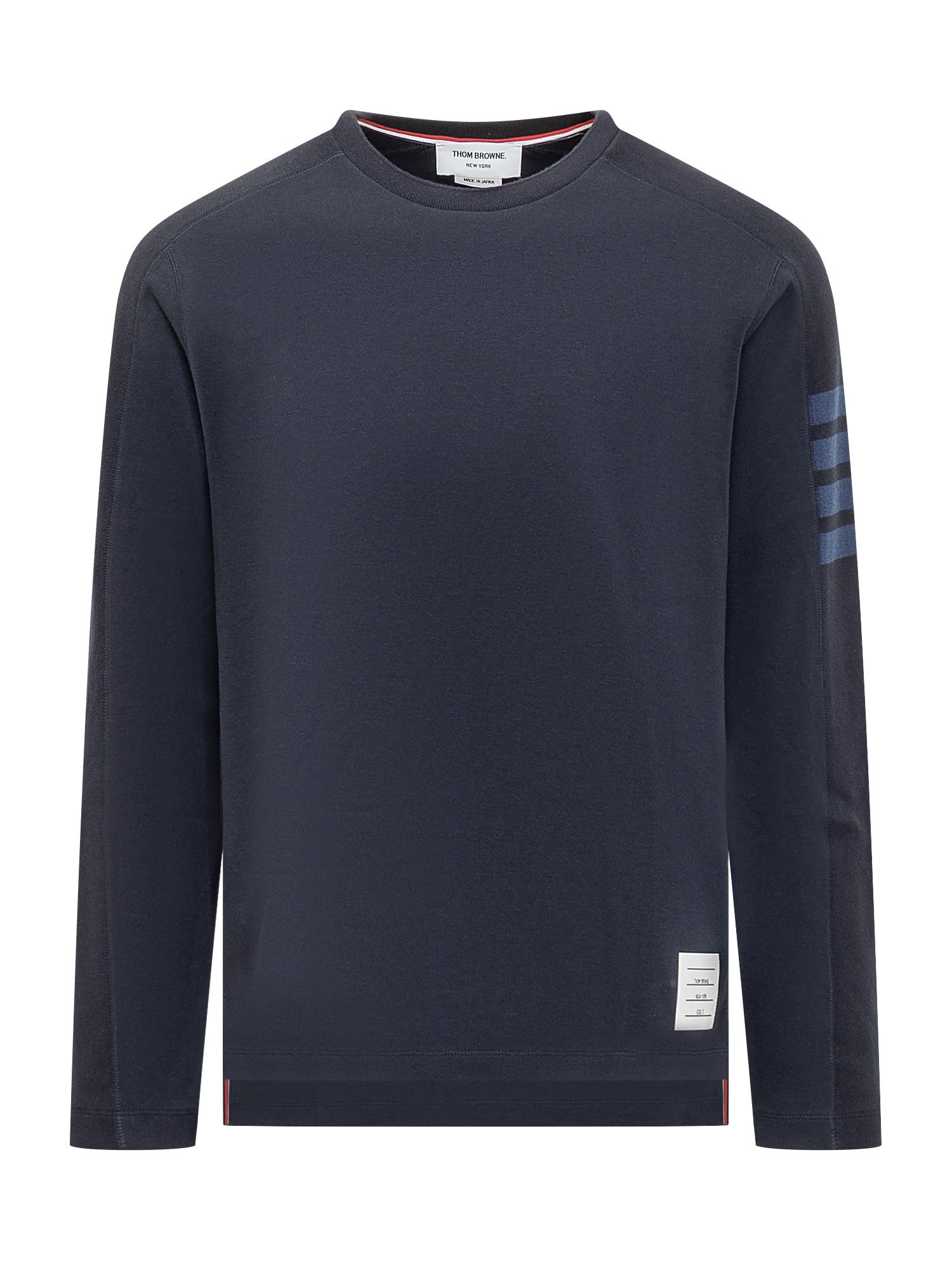 Shop Thom Browne Long Sleeved T-shirt In Navy