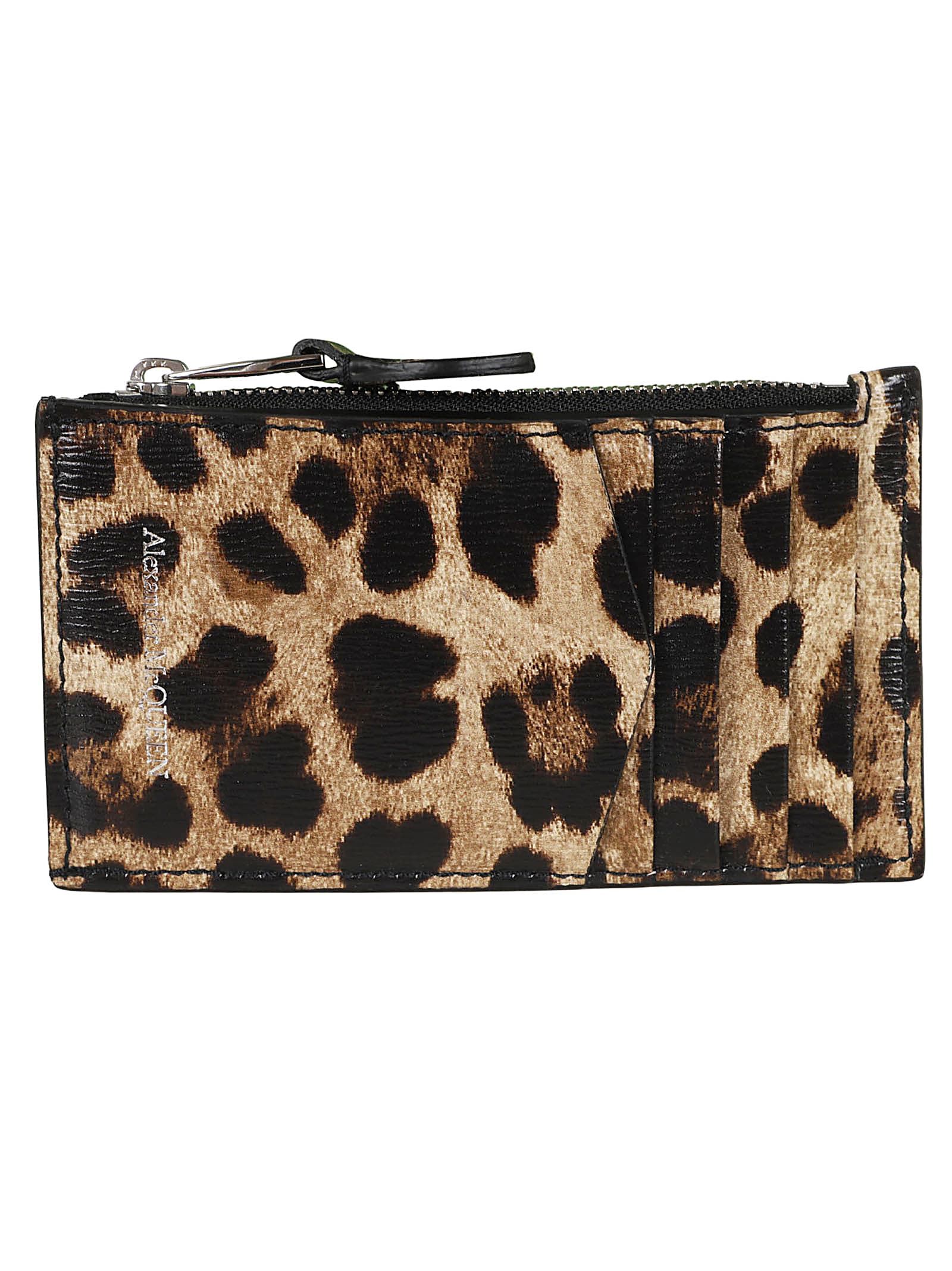 Shop Alexander Mcqueen Small Zip Pouch W/cc In Natural Black